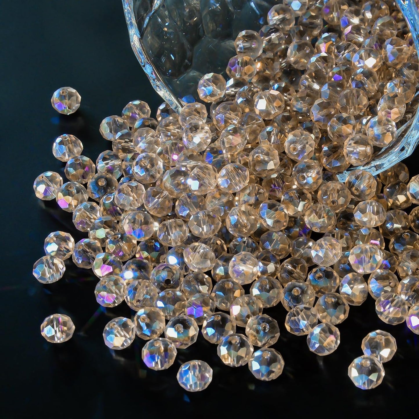 460Pcs 8mm Crystal Glass Beads for Jewelry Making Beads for Bracelets Necklace Pendants Making Supplies(Silver Champagner)