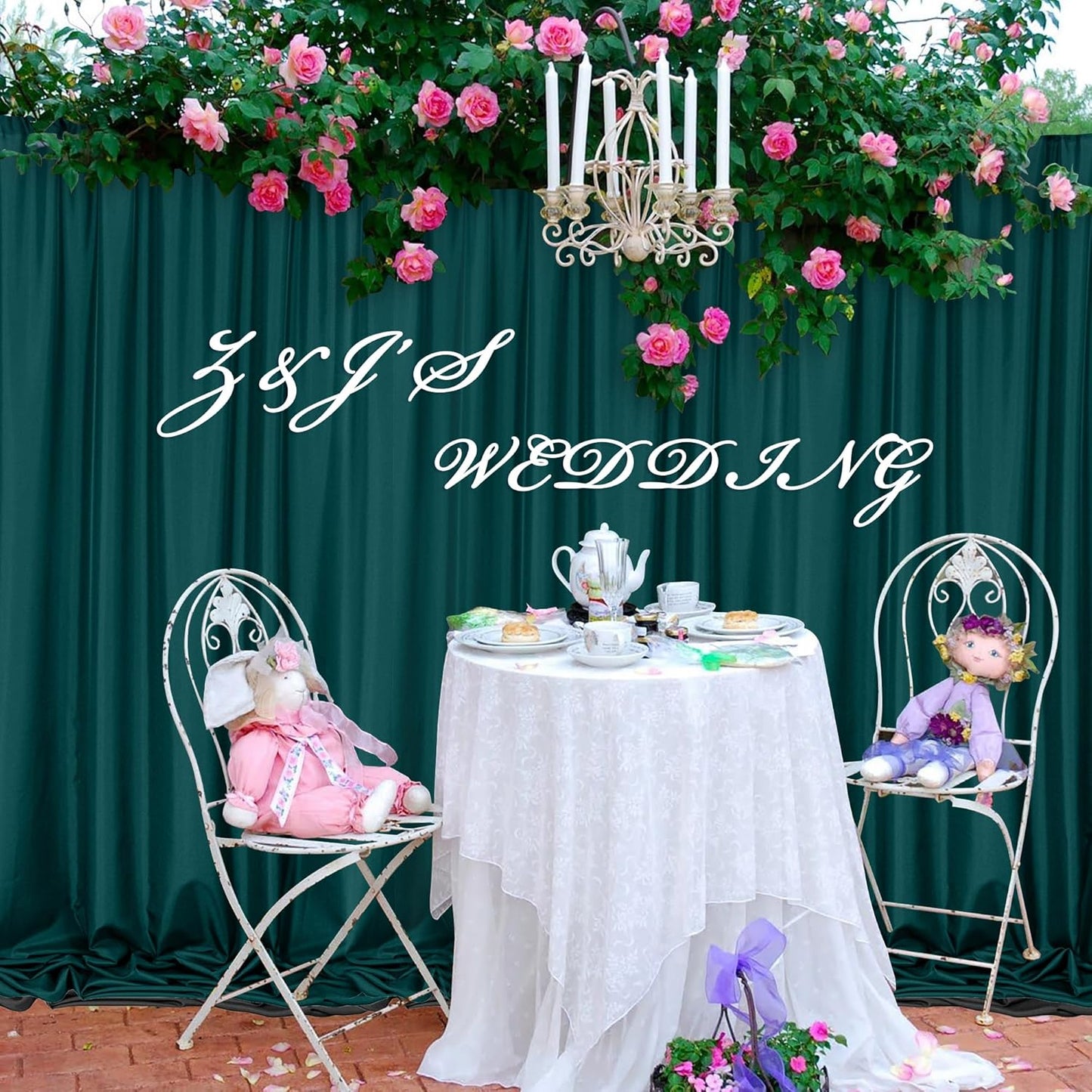 MEETSKY 10ft x 8ft Hunter Green Backdrop Curtains for Parties Wedding Curtain Rod Pocket Dark Green Photo Backdrop Sliding Drapes Backdrop Curtains for Photography, 5ft x 8ft, 2 Panels