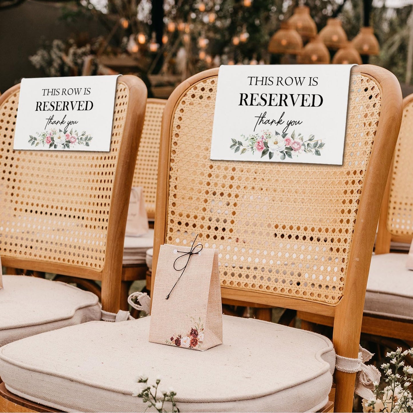 Reserved Seating Chair Signs, This Row Is Reserved Pew Cloths Seating Placeholder for Church Pews, Wedding Decorations for Reception Parties Celebrations Event Meetings (Pink Floral, 4 PCS)