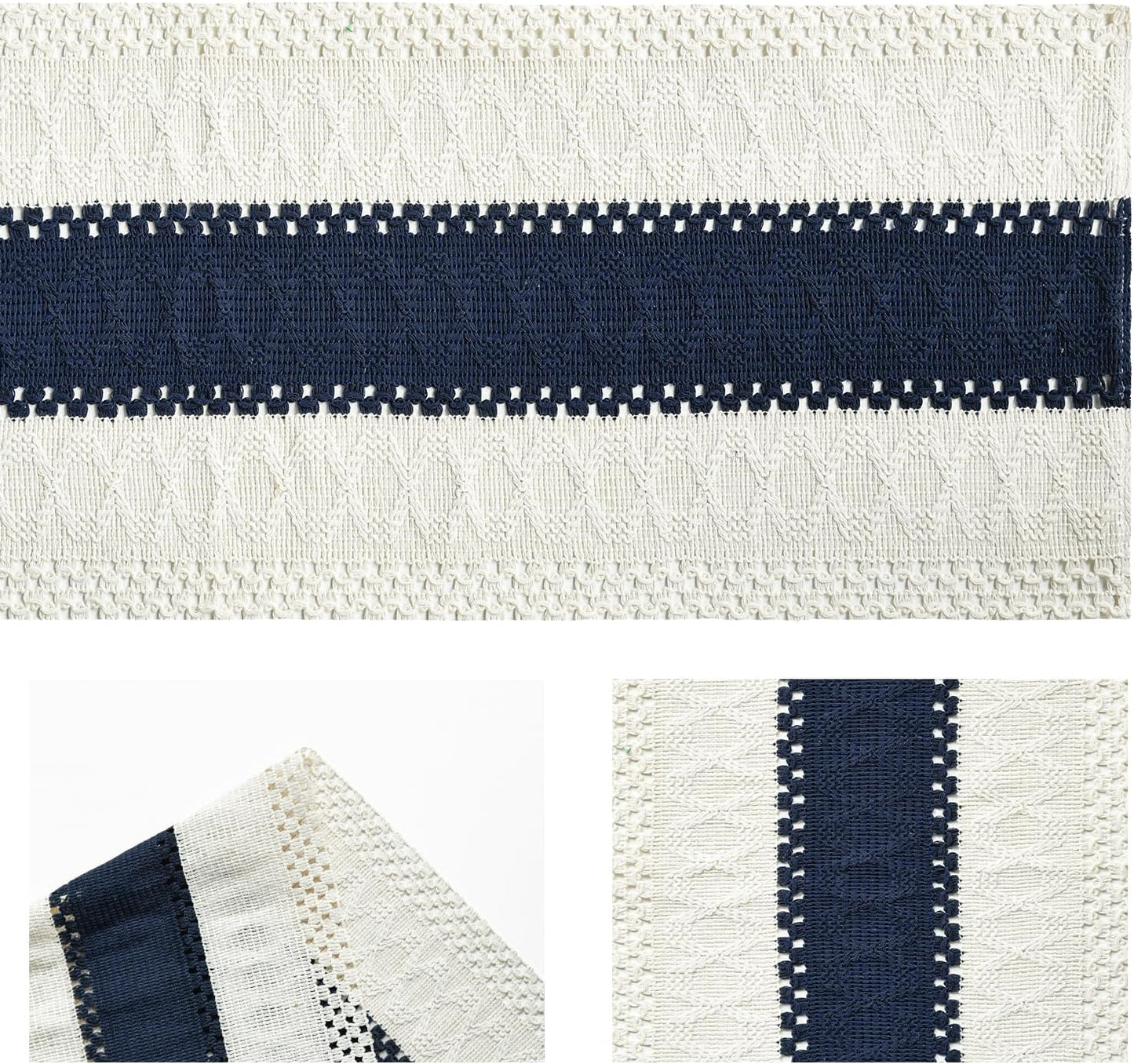 Artoid Mode Dark Blue Farmhouse Rustic Table Runner, Seasonal Holiday Hollow Kitchen Dining Table Decoration for Home Party Decor 12x72 Inch