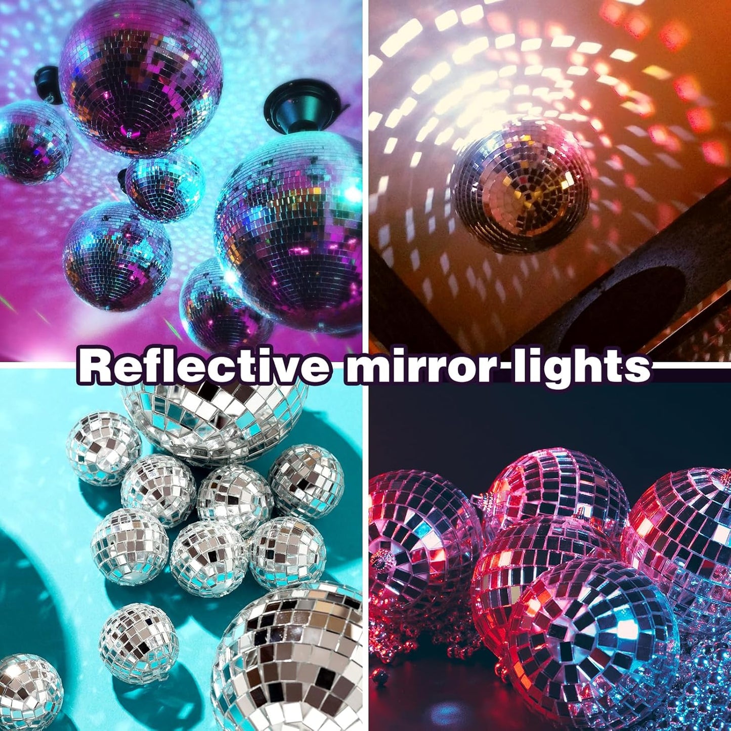 55Pcs Disco Ball Decor Hanging Mirror Disco Ball, 4Sizes Glitter Silver Mini Discos Balls Ornaments with Rope for 70s Discos Themed Birthday Party Supplies Christmas Tree Decors