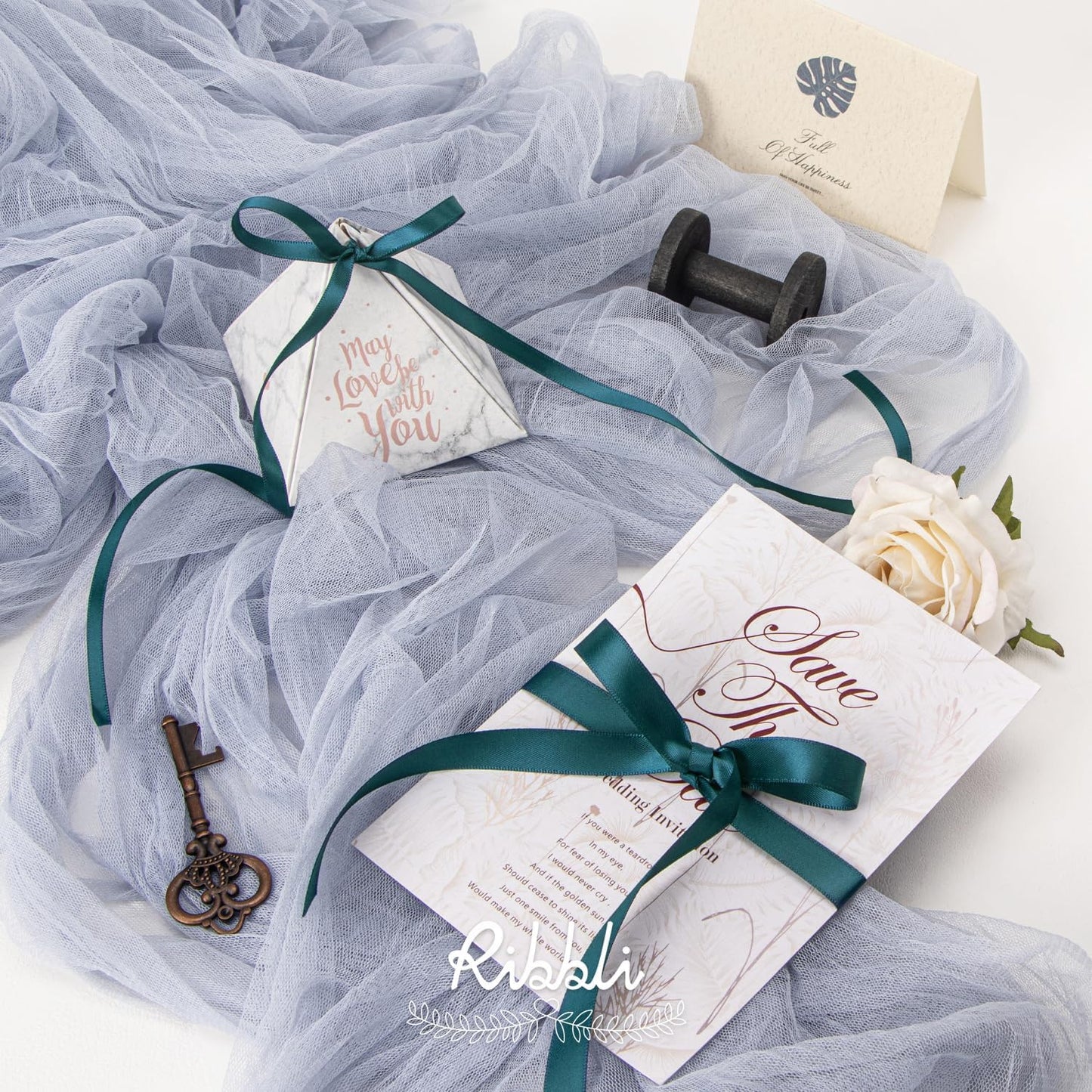 Ribbli Teal Double Faced Satin Ribbon,1/4” x Continuous 25 Yards,Use for Craft Bows Bouquet, Gift Wrapping, Wedding Decoration, Floral Arrangement