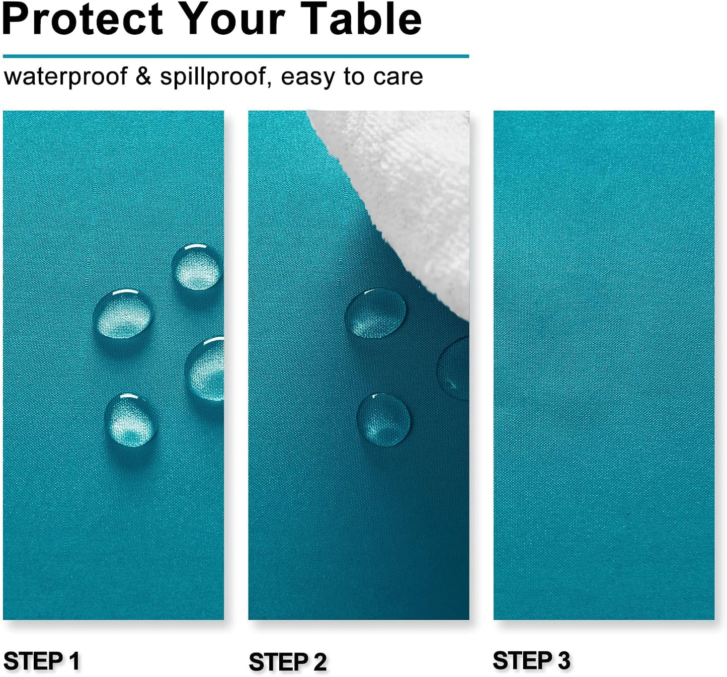 Hiasan 2 Pieces Turquoise Square Tablecloth - Water Resistant and Spillproof Dining Room Washable Fabric Table Cloth for Dining Room, Polyester, 54 x 54 Inch