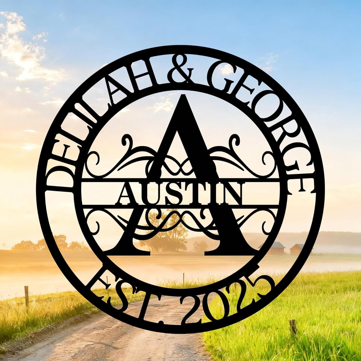 Custom Name Signs Outdoor Metal, Personalized Family Last Name Signs Wall Art, Letter Monogram Metal Sign For Home Decor, Customized Wedding Christmas Anniversary Housewarming Gifts