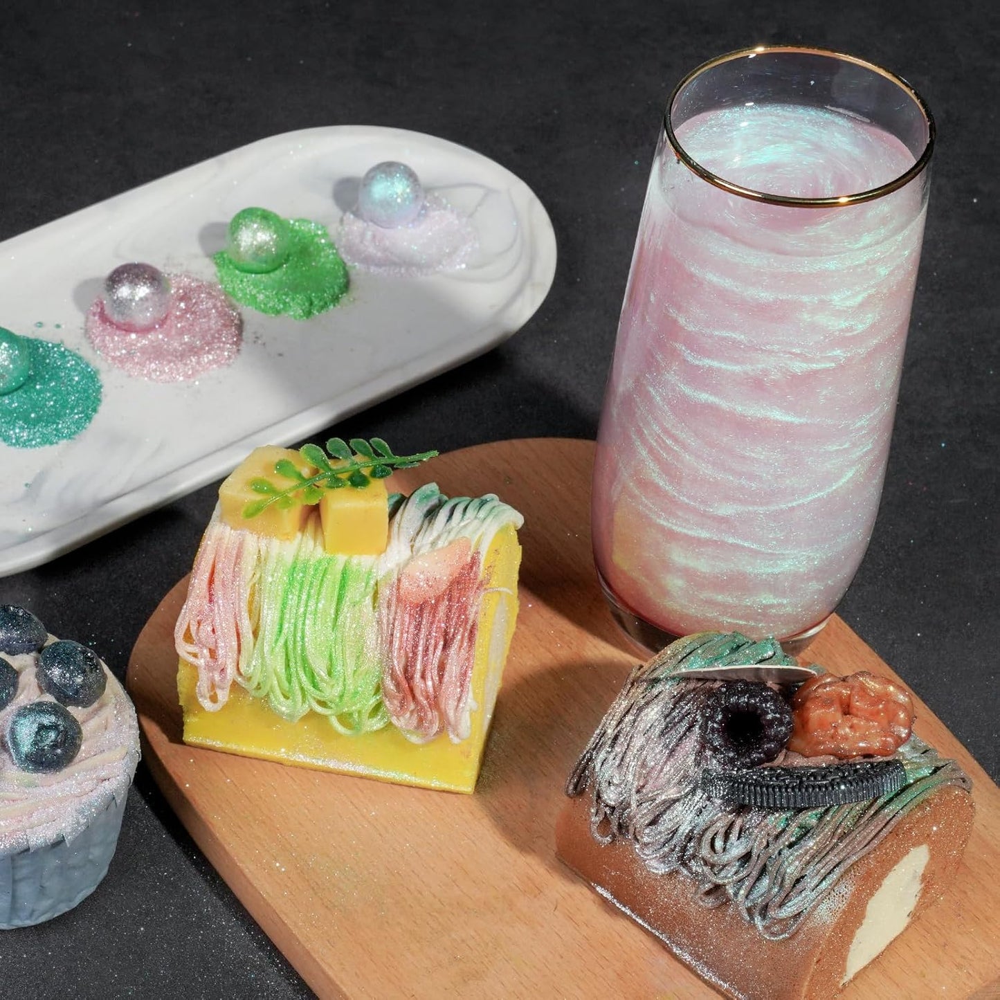 NiHome Edible Food-Grade Glitter Powder Glimmer Luster Dust Metallic Fancy Food Decorating Sprinkle Glimmery Dust for Drink Wine Beverage Cake Bakery Vegan Allergen-Free (Iridescent, 0.35oz/10g)