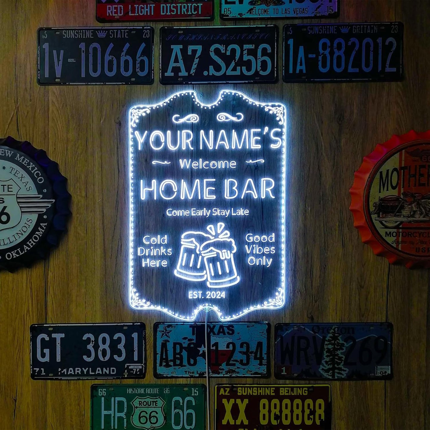 ADVPRO Personalized Your Name Home Bar RGB Dynamic Glam LED Sign - Cut-to-Edge Shape - Smart 3D Decoration - Multicolor Signage st06s43-fnd-p11a-tm-c