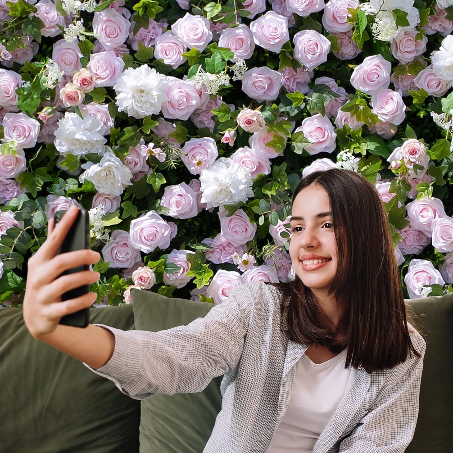 Artificial Luxury‌ Flower Wall Panels, Gorgeous 3D Silk Floral Backdrop for Wedding, Baby Show, Party and Home Decor, Quick Assembly/Storage, Eco ＆ Pet Friendly, 2 pcs, Each Panel 2 * 8 ft.