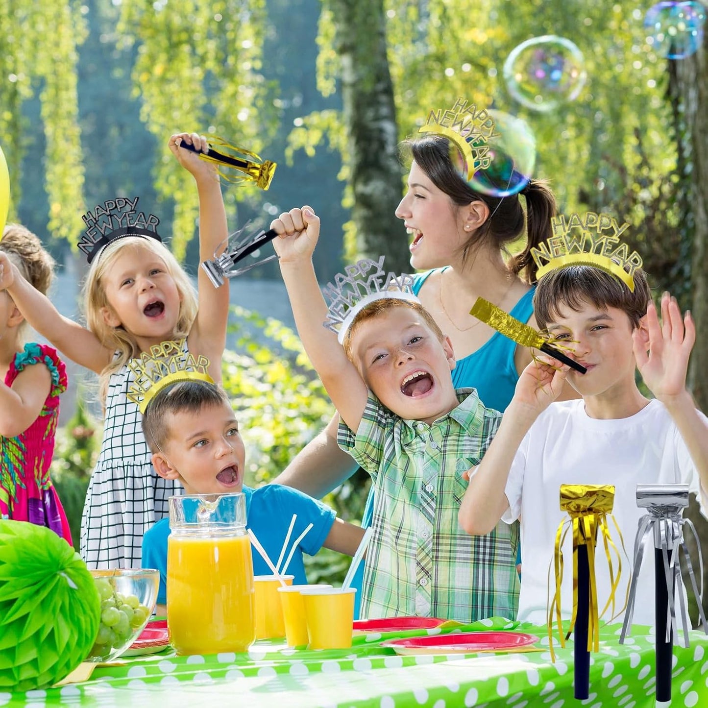 24 Pieces Party Squawkers Gold Noise Makers for New Year, Christmas Party Blowers Favor Supplies