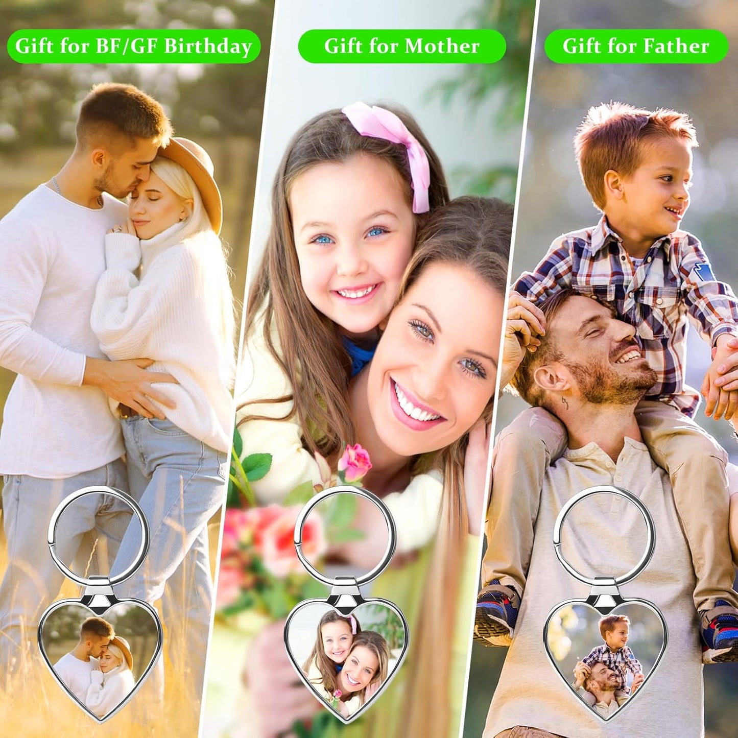 Double Side Custom Keychain with Picture Personalized Engraving Photo Text Customized Gifts for Men Women