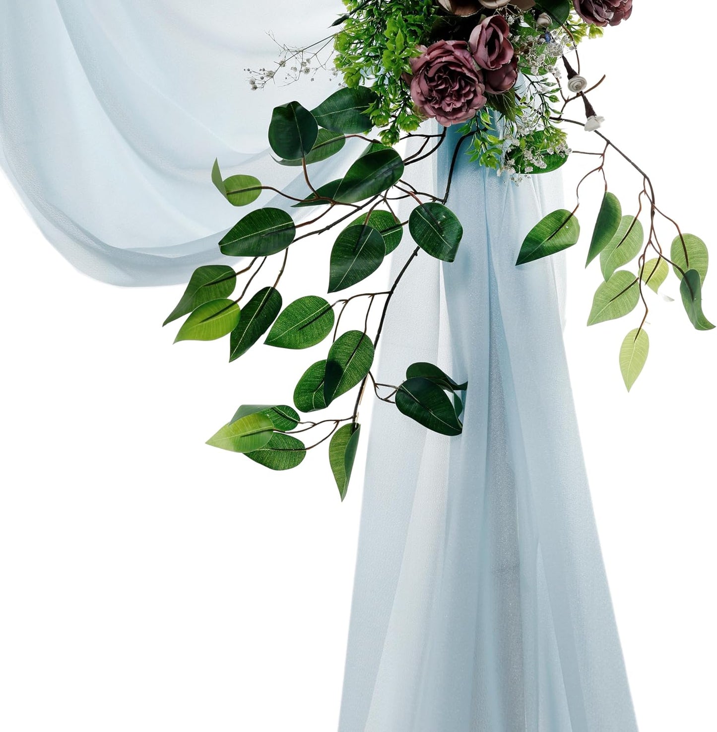 VDS Pack of 1 Panel (30 Inch X 50 Feet) Wedding Arch Draping Fabric Sheer Chiffon Fabric Drapery for Wedding Ceremony Reception Swag Backdrop Canopy Chuppah ARBO Altars Decoration (Baby Blue)