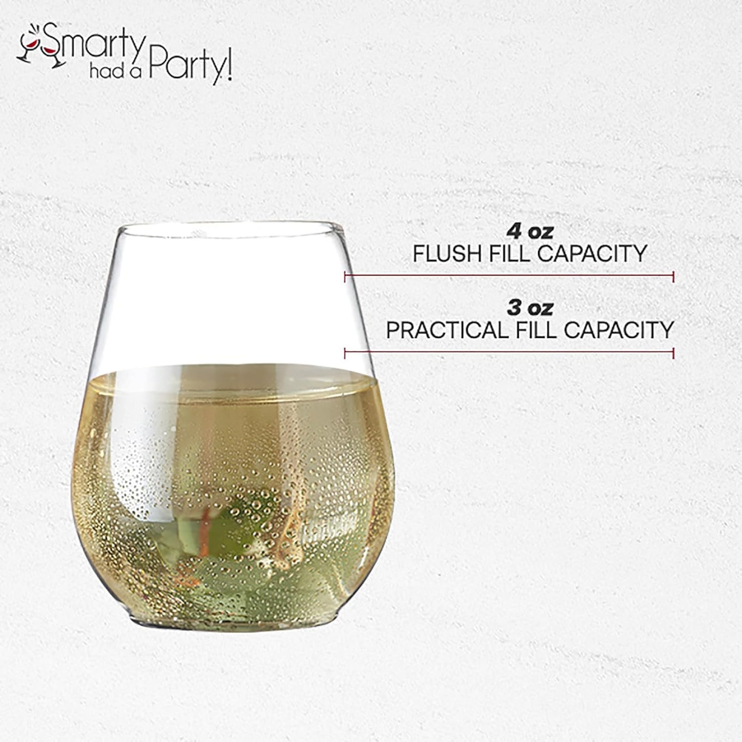 Smarty Had A Party 4 oz Clear Stemless Plastic Mini Goblets, Unbreakable Disposable Wine Goblets for Weddings, Parties, and Events, Bulk Drinkware for Celebrations (80 Count)