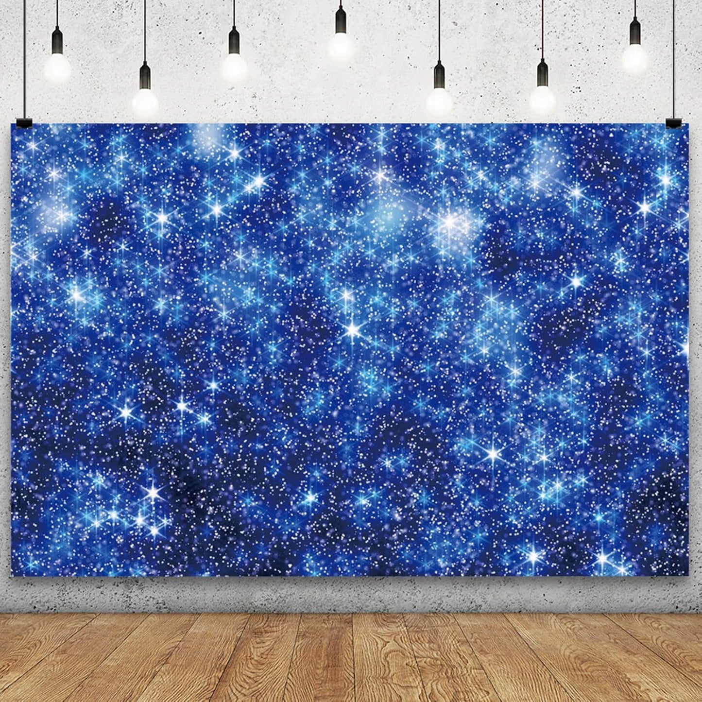 YongFoto Blue Glitter Backdrop 12x8ft Silver Light Spots Navy Blue Sequin Bokeh Photography Background Birthday Bridal Shower Wedding Photography Background Party Banner Decor Portraits Photoshoot