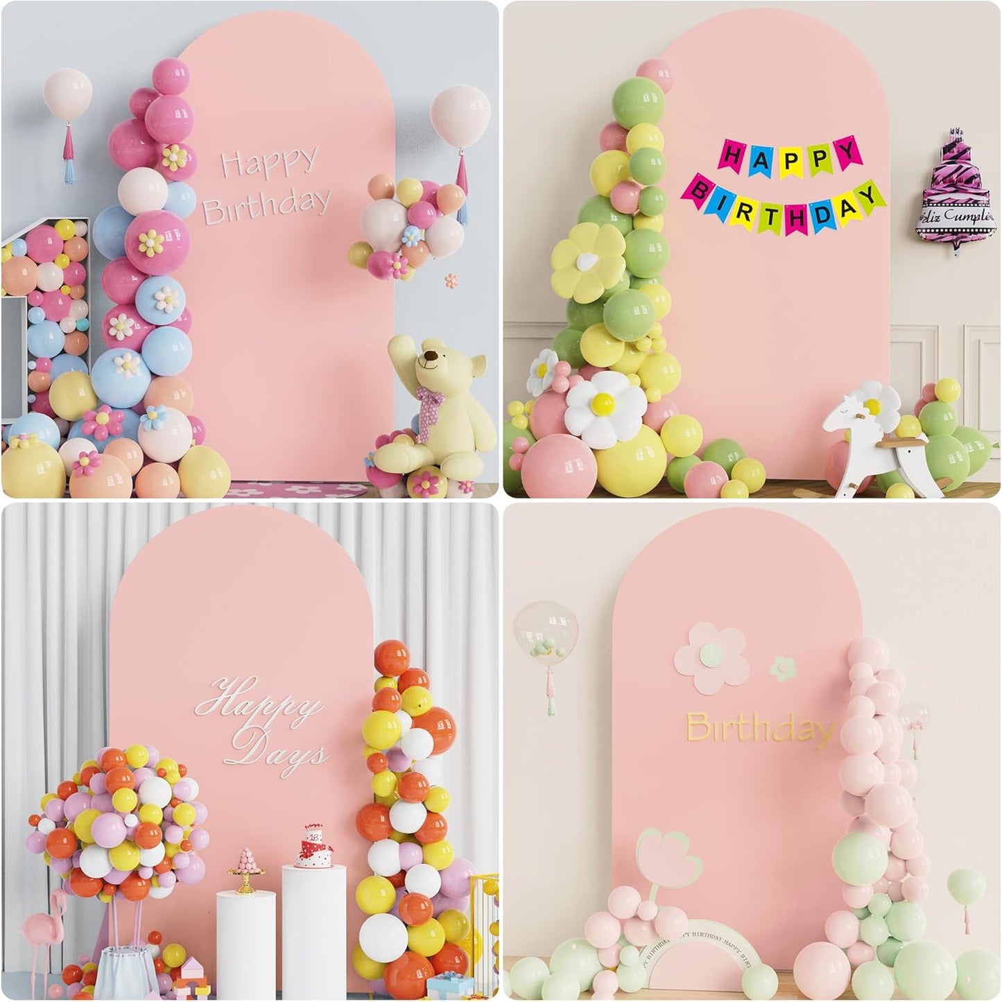 Wokceer 7.2 FT Wedding Arch Stand and Arch Cover, Metal Arch Backdrop Stand with Arch Stand Cover for Birthday Party Wedding Ceremony Bridal Baby Shower Event Decor, Pale Pink