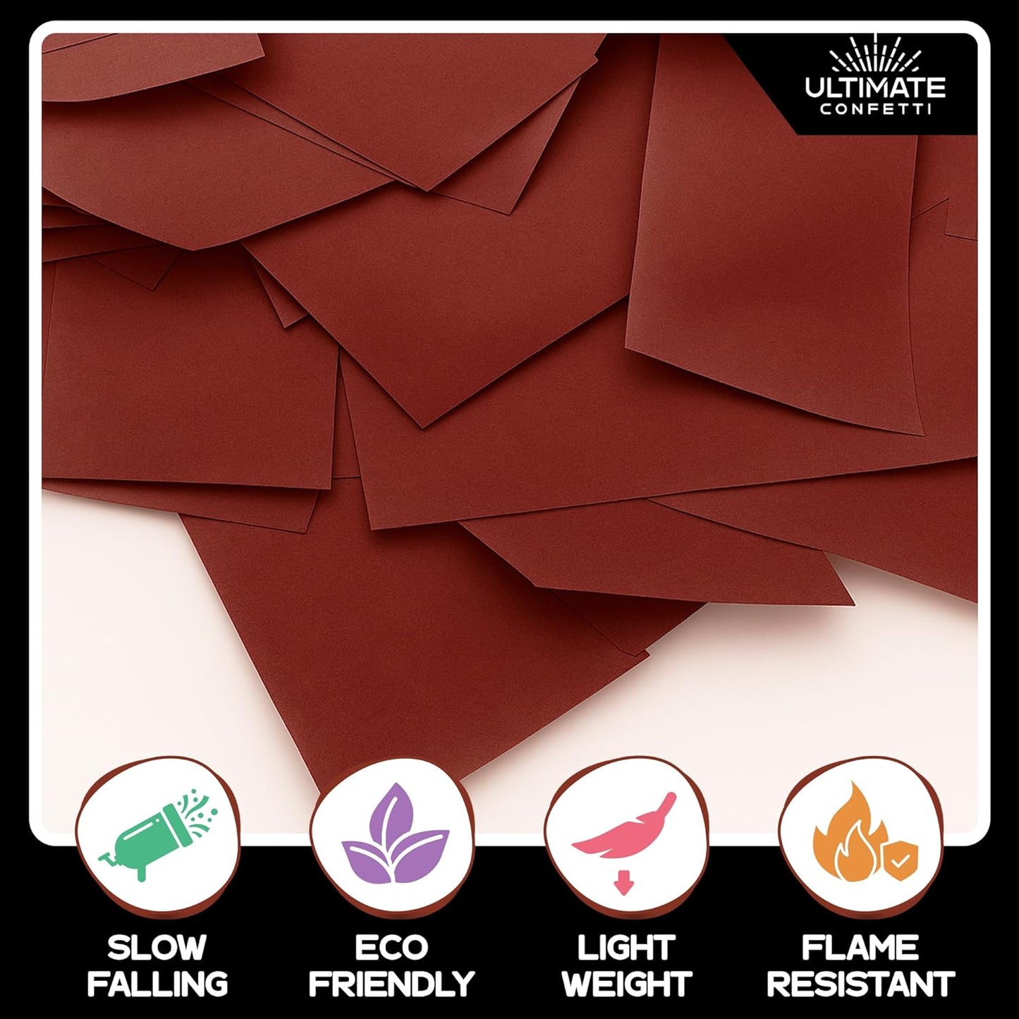 Rectangular Biodegradable Confetti - Maroon Fluttering Tissue Paper Confetti for Cannon and Launcher use - Wedding Confeti, Birthday, Parties and Live Events - 1 lb, 16 oz