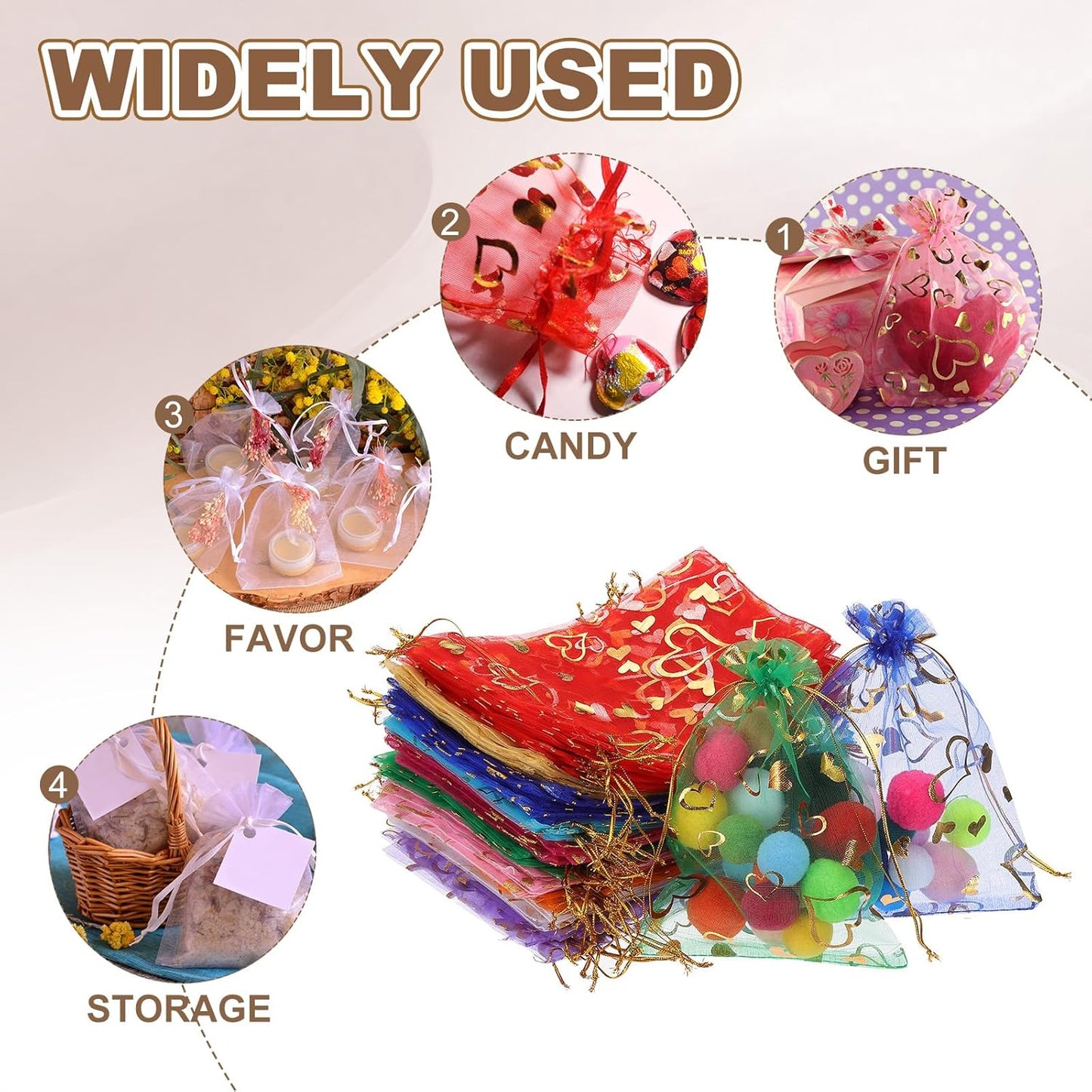 PATIKIL 100 Pcs 5x7 Inch Heart Printed Organza Bags, Lake Blue Sheer Heart Organza Bags with Drawstring for Christmas Candy Jewelry Party Wedding Favor Gift