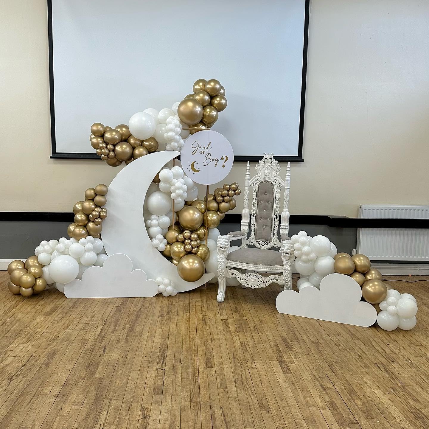 White and Gold Balloons Arch Kit, 124pcs White Gold Confetti Metallic Latex Balloons Arch for Baptism, Baby Shower, Birthday Party Decorations