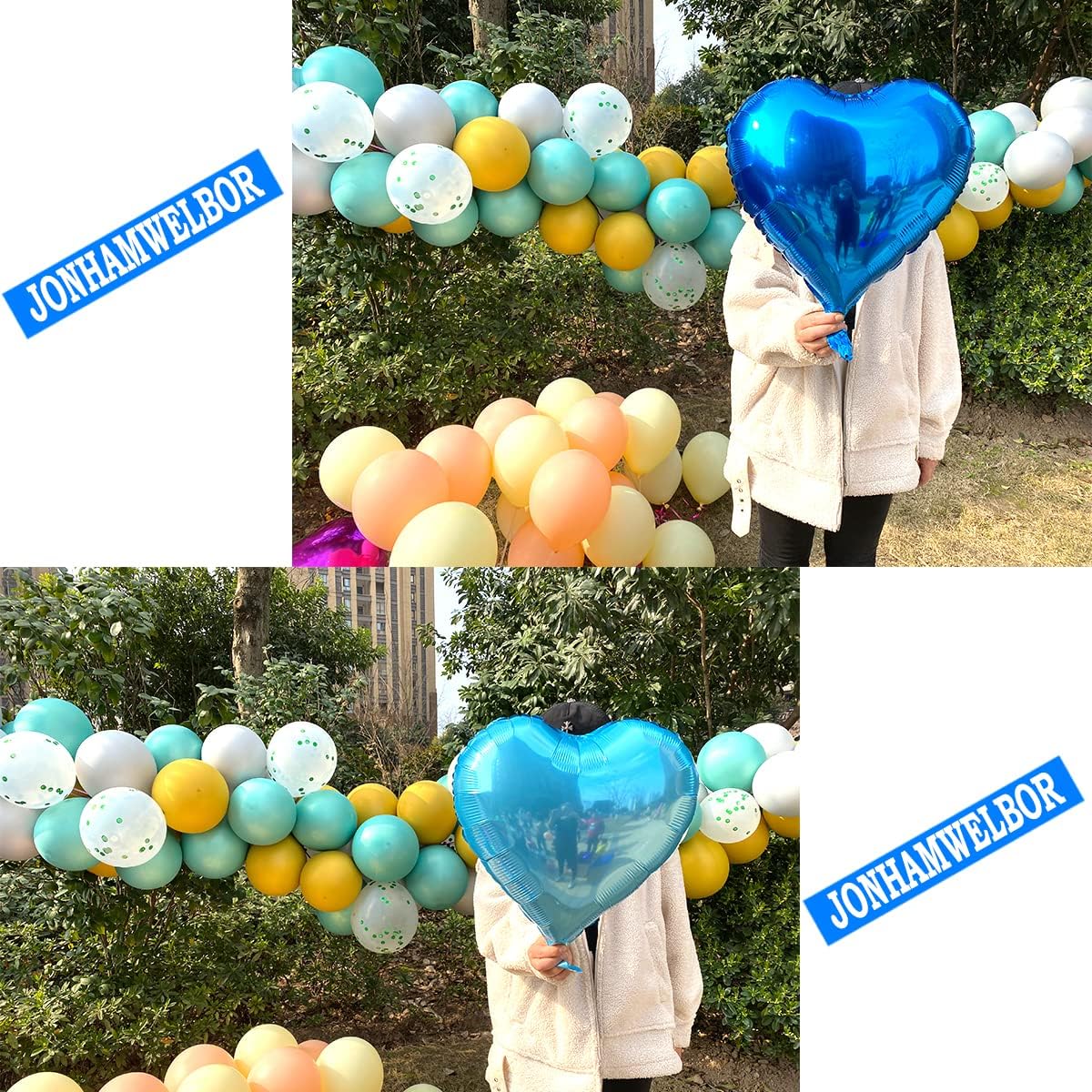 Jonhamwelbor 20Pcs 18 inch Royal Blue and Light Blue Foil Mylar Heart Shape Balloons Decorations Valentines Birthday Wedding Baby Shower Party