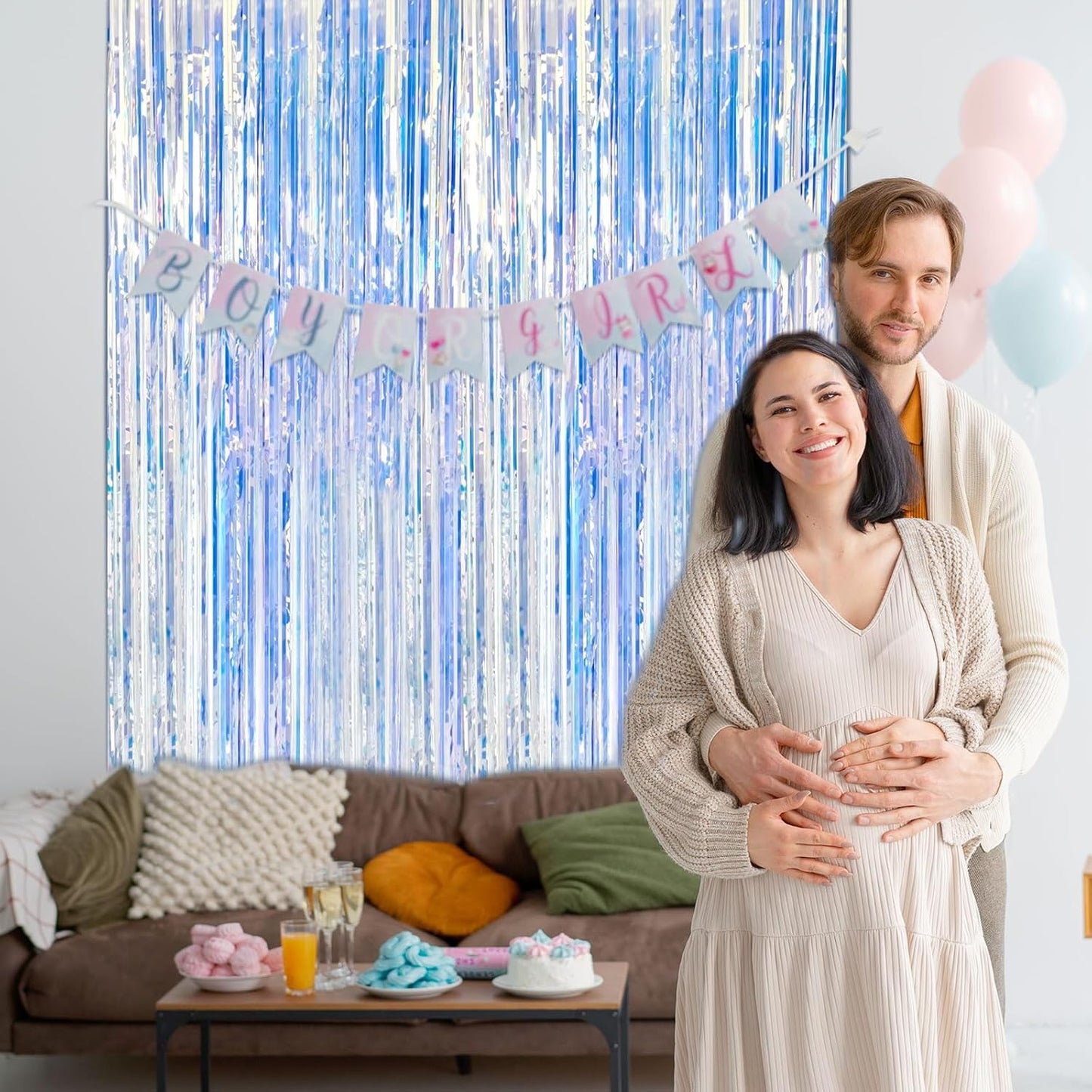 5 Pack Iridescent Party Backdrop Decorations Tinsel Curtain Birthday Decorations Foil Fringe Photo Booth Streamer Backdrop Iridescent Theme Christmas Bachelorette Graduation Party Decorations