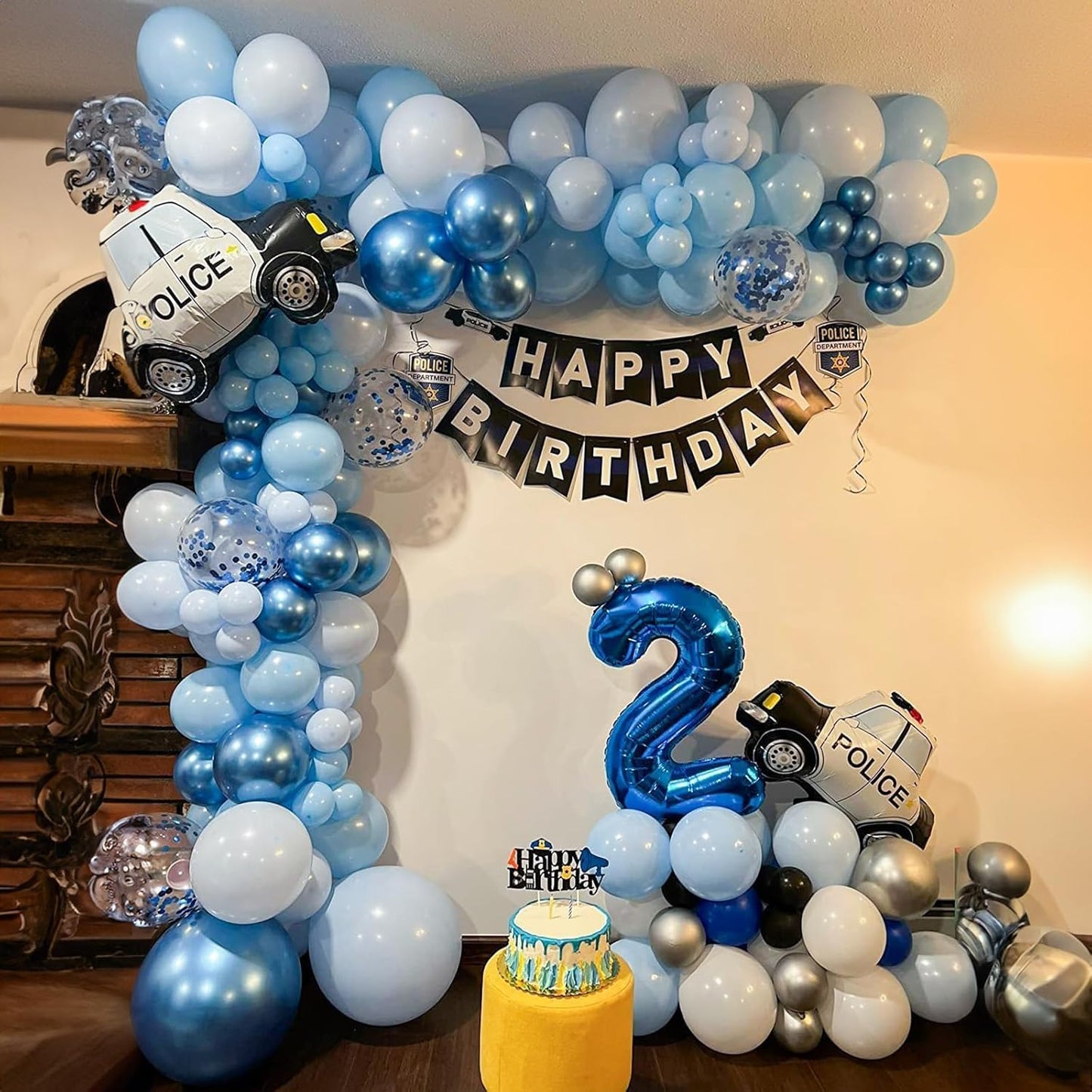 Blue Balloons, 12 Inch Double Stuffed Metallic Light Blue Mixed Latex Balloon, Chrome Dark Navy Confetti Helium Balloons for Boys Men Birthday Baby Shower Graduation Space Theme Party Decorations