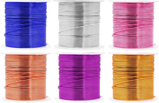 Mandala Crafts 20 Gauge Anodized Aluminum Craft Wire for Jewelry Making - 450 FT Colored Flexible Silver Copper Gold True Blue Purple Pink Wire - Bendable for Bonsai Armature Crafting Sculpting