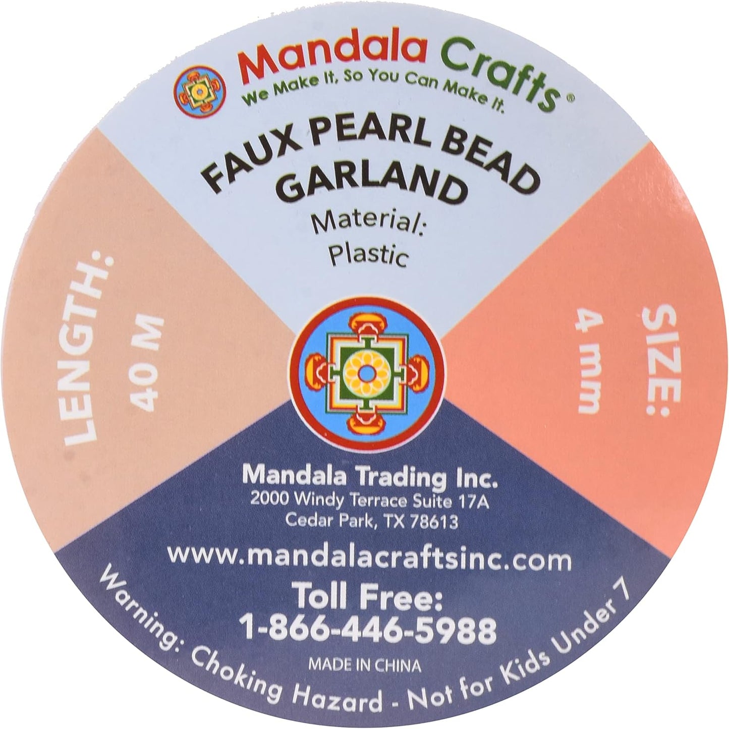 Mandala Crafts 4mm Faux Copper Pearl Beads Roll - 44 Yards Strand of Fake Pearls Chain Garlands Spool String for Christmas Tree, Wedding, Party, Vases, DIY Decoration