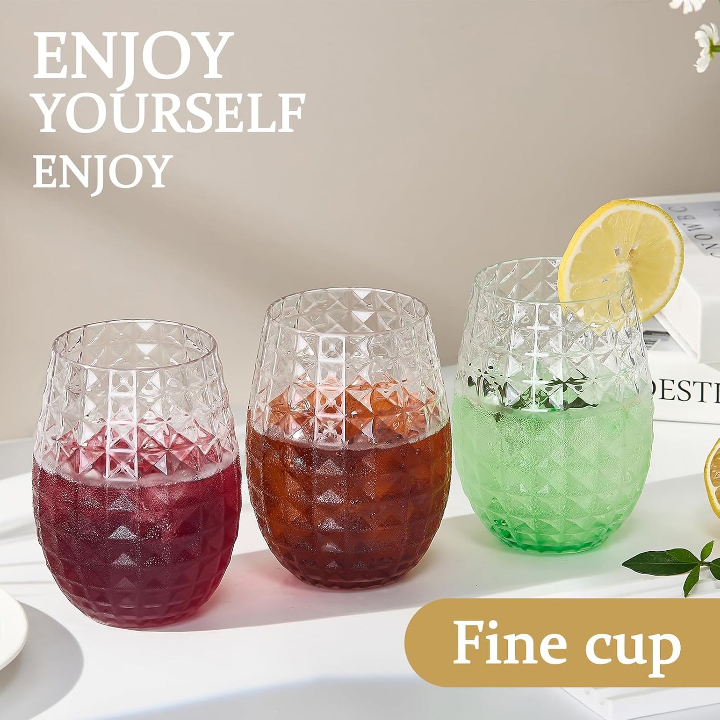 20 Pack Plastic Wine Glasses, 16Oz Disposable Wine Glasses Unbreakable Clear Plastic Cocktail Glasses Recyclable Shatterproof Reusable Wine Cups (16oz-20pack)