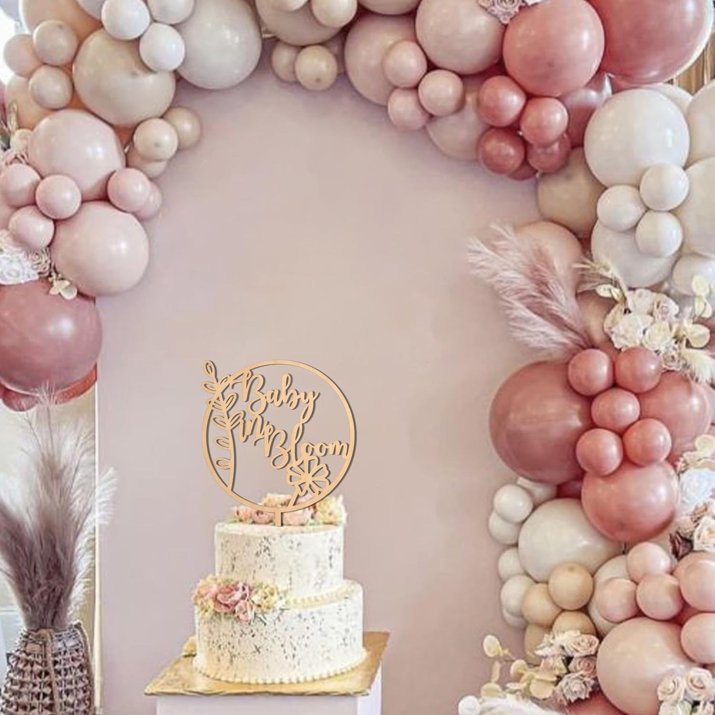 Baby In Bloom Cake Topper - Baby Shower Party Supplies,Pregnancy Reveal Cake Topper,Gender Reveal Decor