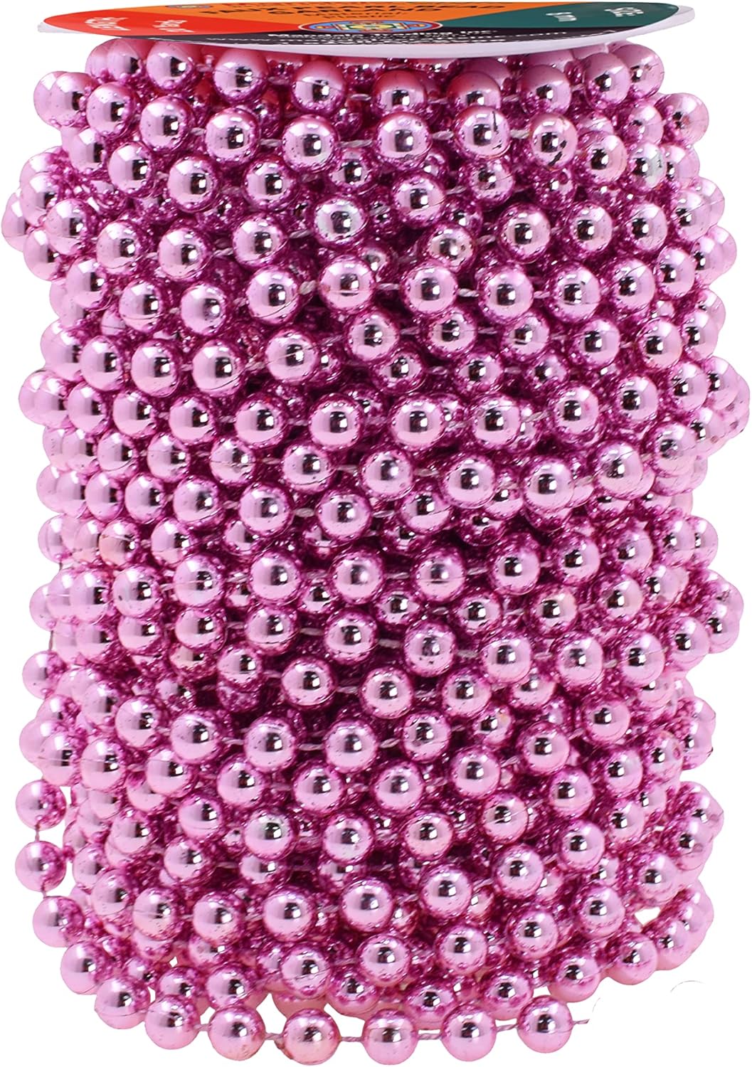 Mandala Crafts 8mm Faux Pink Pearl Beads Roll - 20 Yards Strand of Fake Pearls Chain Garlands Spool String for Christmas Tree, Wedding, Party, Vases, DIY Decoration