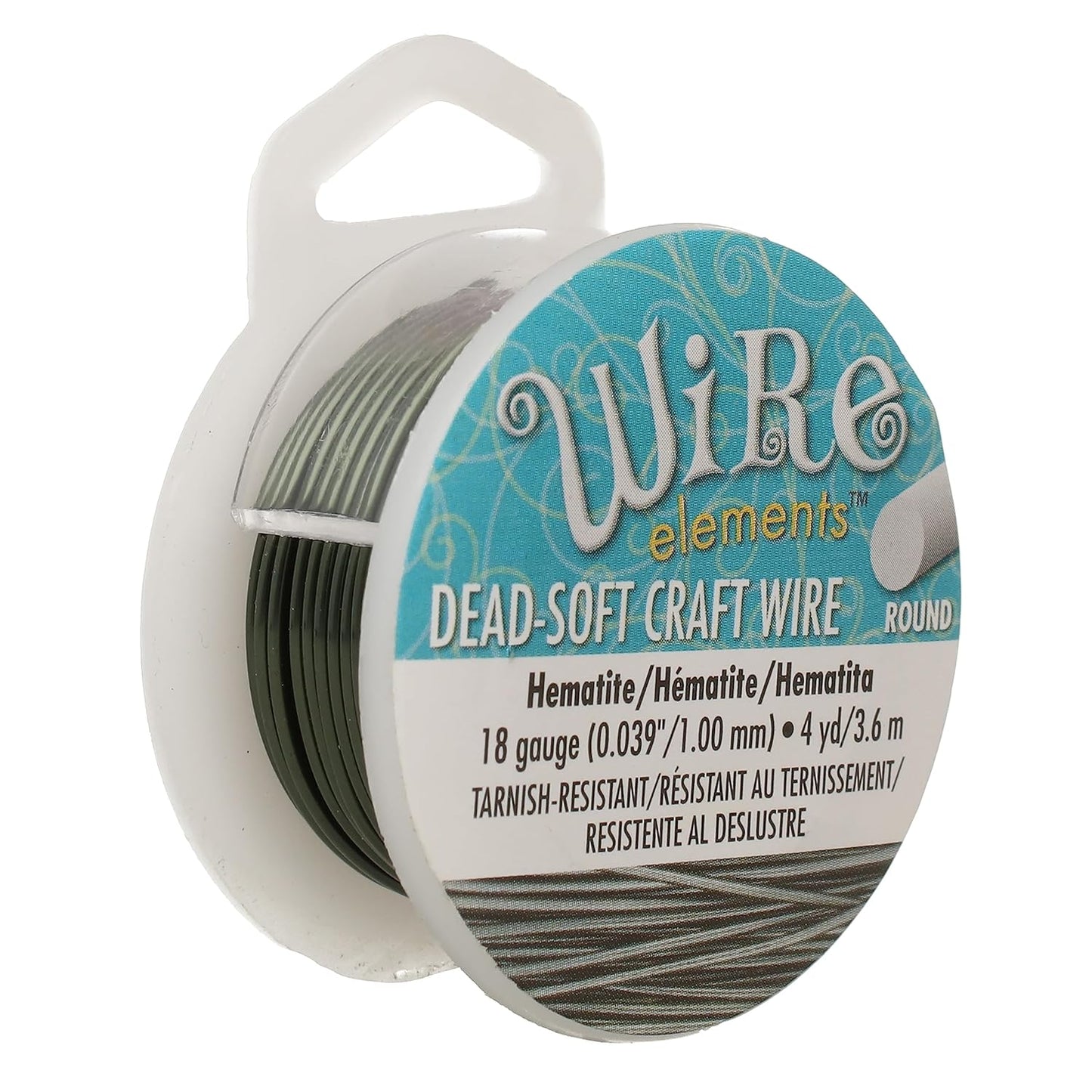 The Beadsmith Wire Elements Craft Wire – Tarnish Resistant, Soft Temper, Round, Hematite Color – 1mm, 18 Gauge, 4 Yard Spool – Jewelry Making, Wire Wrapping, Floral, & Other DIY Crafts