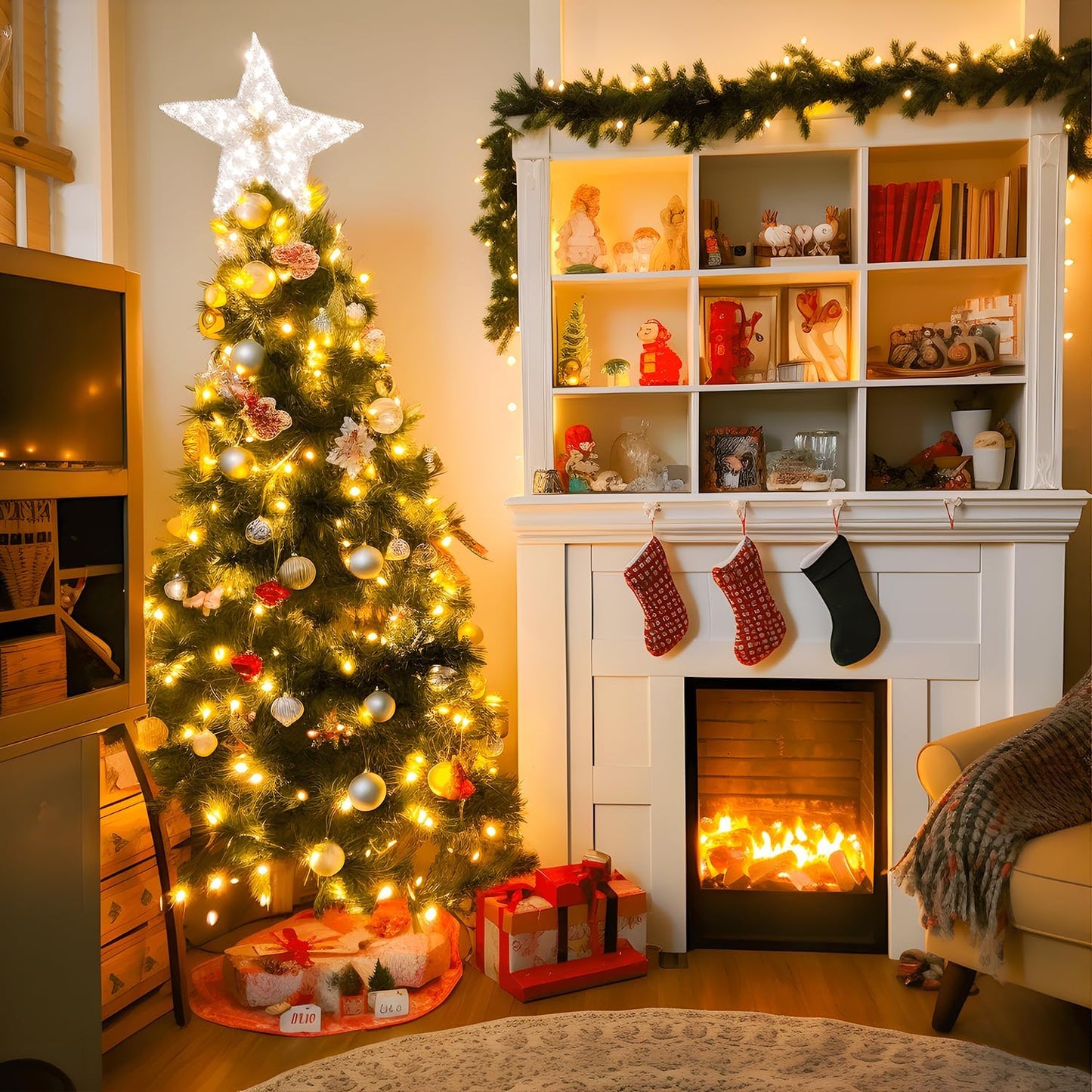 JMEXSUSS Connectable Warm White Christmas Lights Indoor Outdoor, 91.5ft 250 LED Christmas String Lights, 8 Modes Twinkle Fairy String Light Plug in for Tree Party Decoration