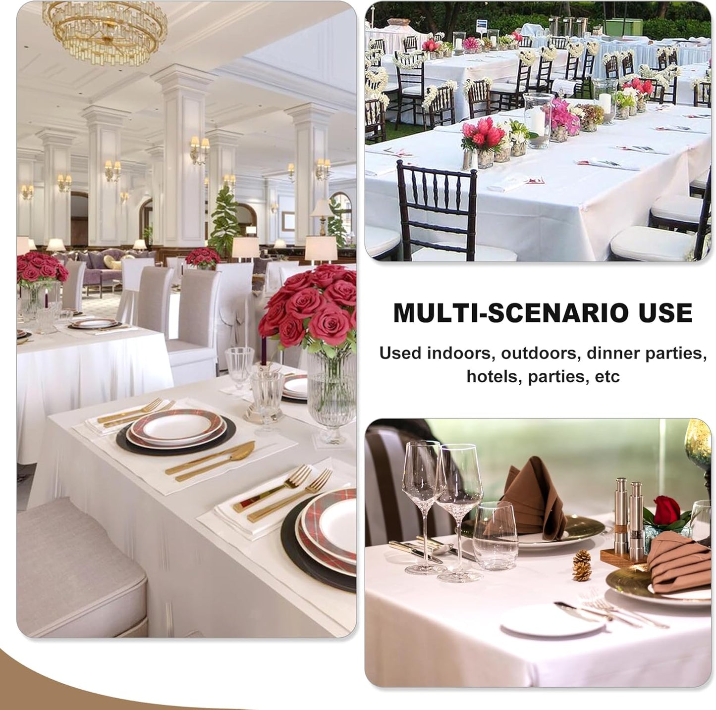 Fitable Elegant Rectangle Table Clothes, 6 Pack - 90 x 132 Inch, Navy - Reusable and Washable Tablecloths, Polyester Fabric Table Covers for Wedding, Party, Banquet, Formal Events