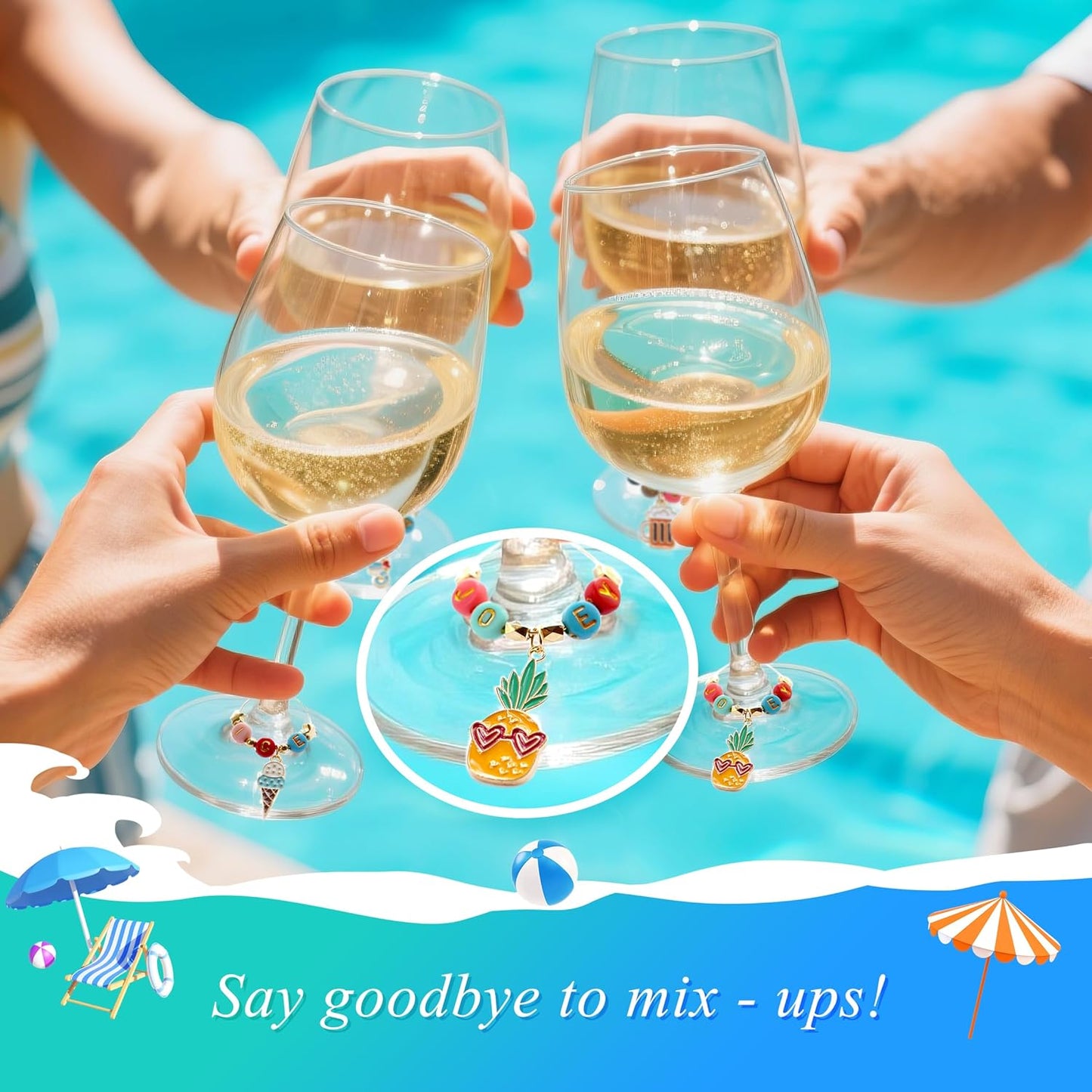 DIY Wine Glass Charms Kit, 25pcs Personalized Reusable Drink Marker Tags, Glass Identifiers for Wine Tasting Party, Unique Hostess Gifts & Party Decorations