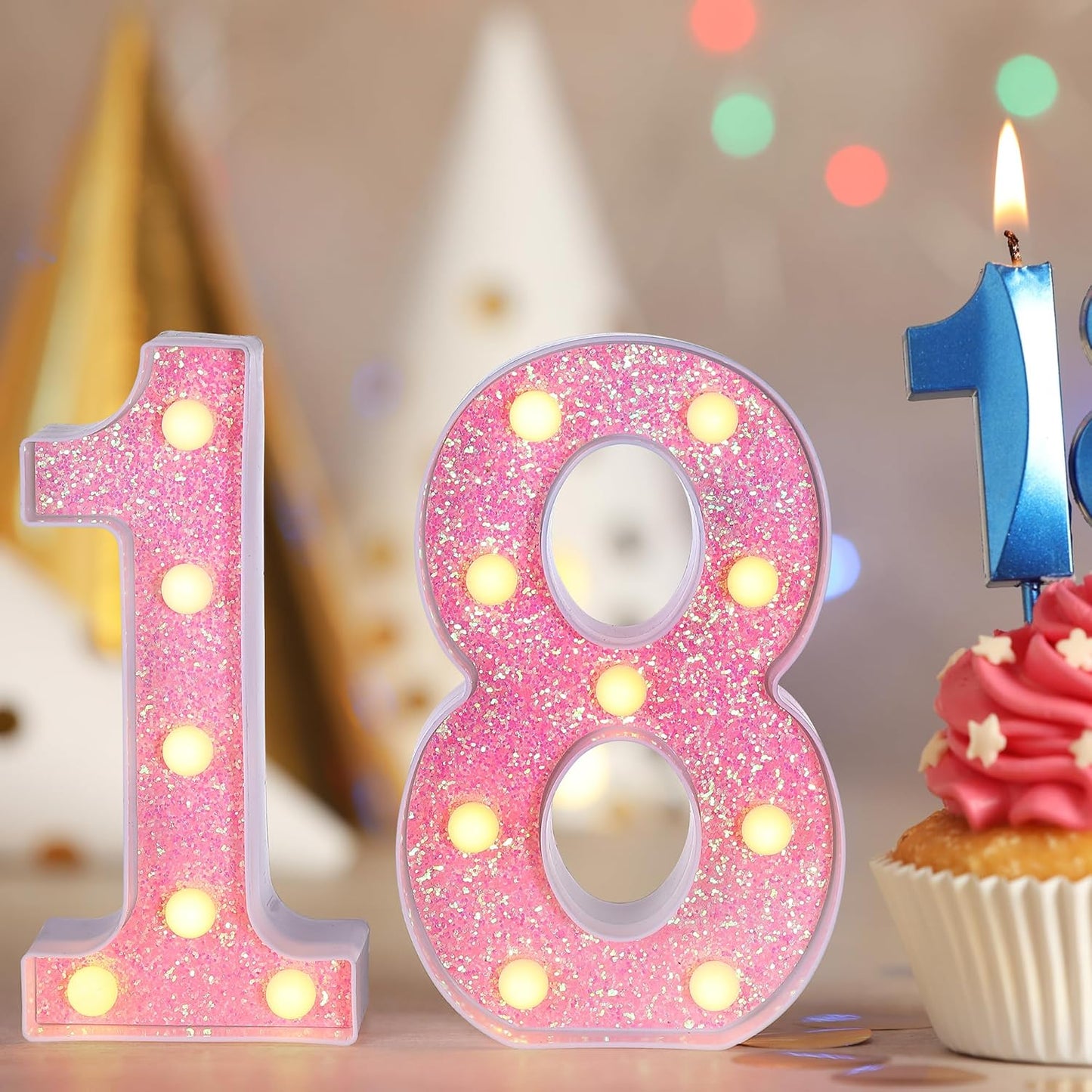 Foaky Pink Light up Letters，Pink Party Decorations,Girls Room Decor,Glitter Marquee Numbers,Alphabet Letter Sign for Night Light Birthday Party Girls Gifts, Home Bar Decoration (1)