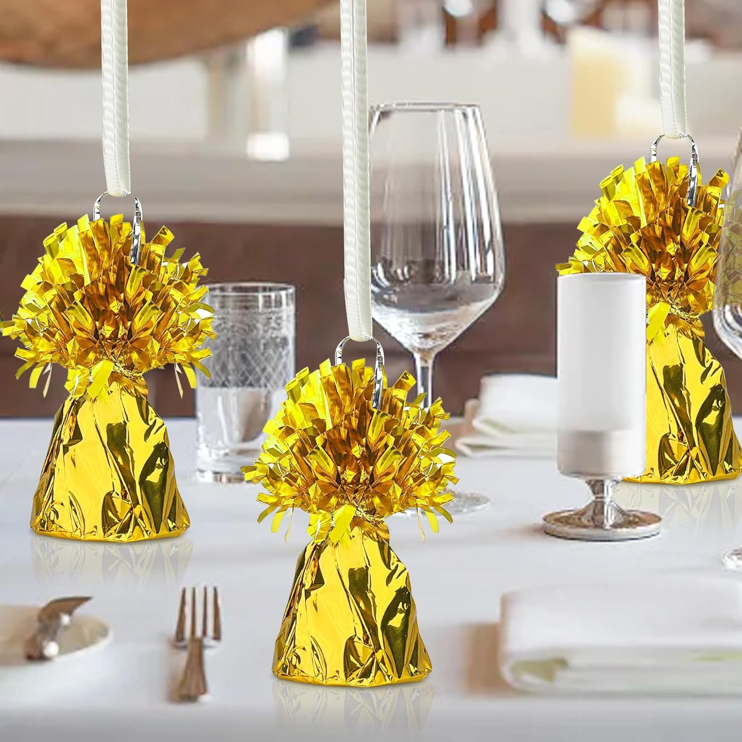 16 PCS Metallic Wrapped Balloon Weights Gold Heavy Balloon Weight for Balloons Birthday Party Table Centerpiece Decorations (Gold)