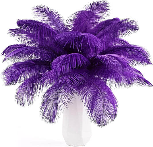 THARAHT 24pcs Purple Ostrich Feathers Natural Bulk 10-12Inch 25cm-30cm for Wedding Party Centerpieces Easter Gatsby and Home Decorate Ostrich Feather