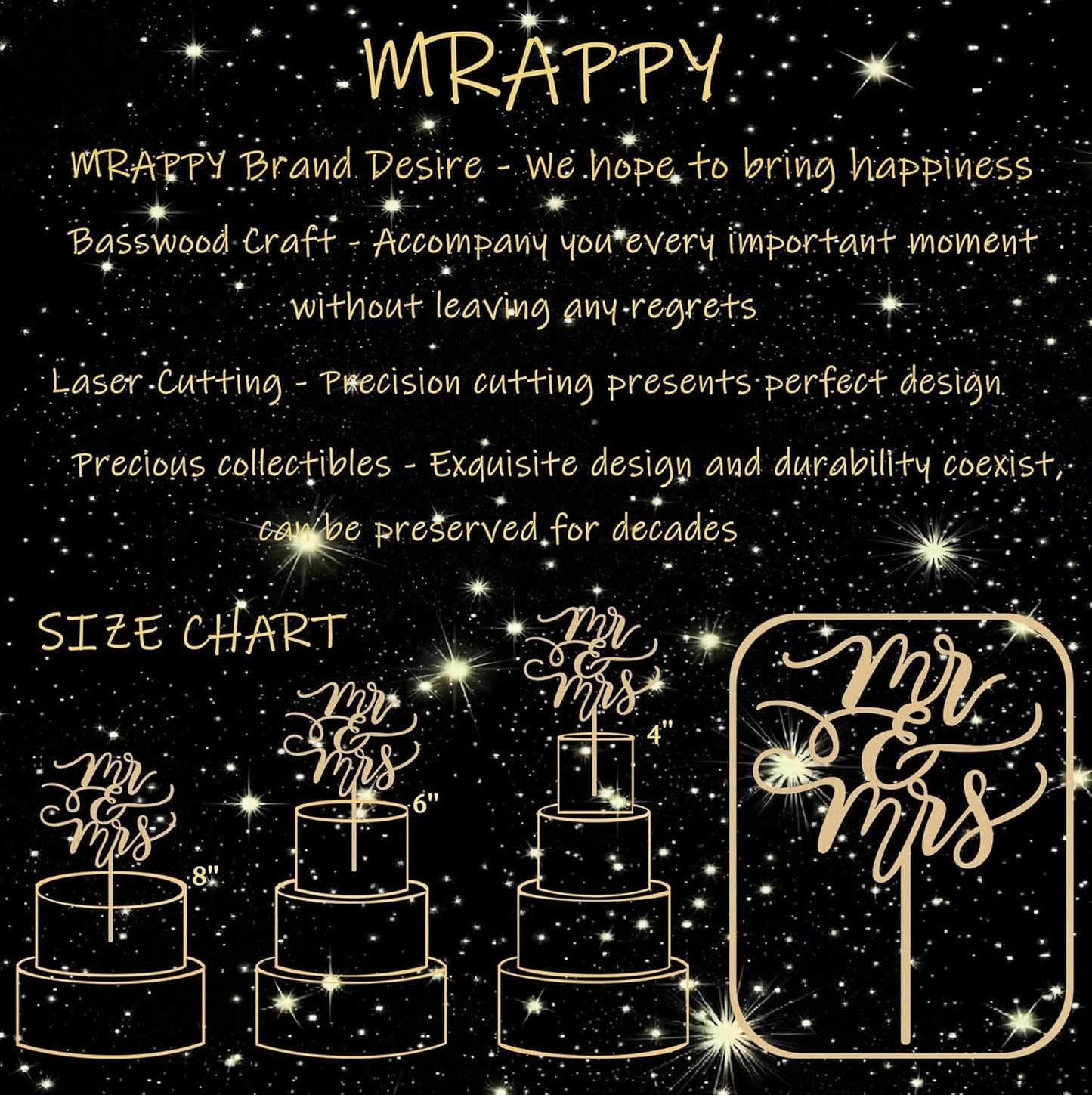 Mr and Mrs Cake Topper - Wooden Wedding Cake Toppers Bride and Groom Party Cake Decorations Supplies, Perfect for Bridal Shower, Wedding or Engagement Party