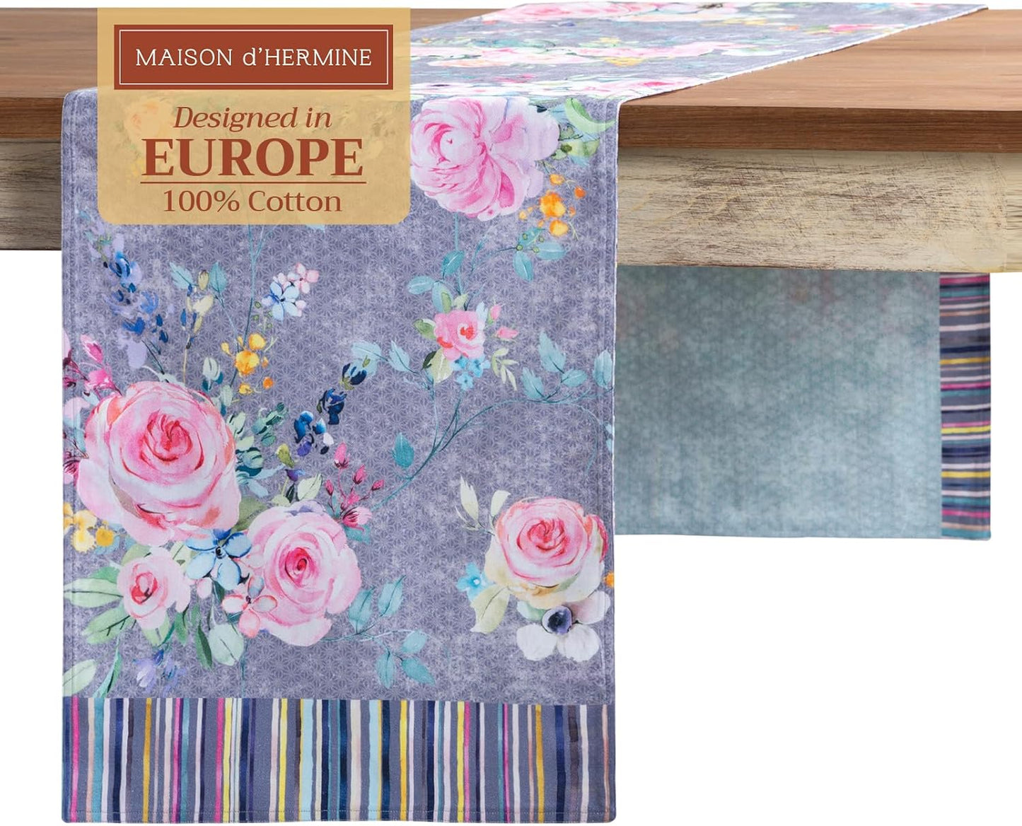 Maison d' Hermine Table Runner 100% Cotton Double Layer Table Runners 72 inches Long Decorative for Home Dining Party Wedding Bridal Shower Spring Summer (Sweet Rose Lavender - Lush, 14.50" x 72")