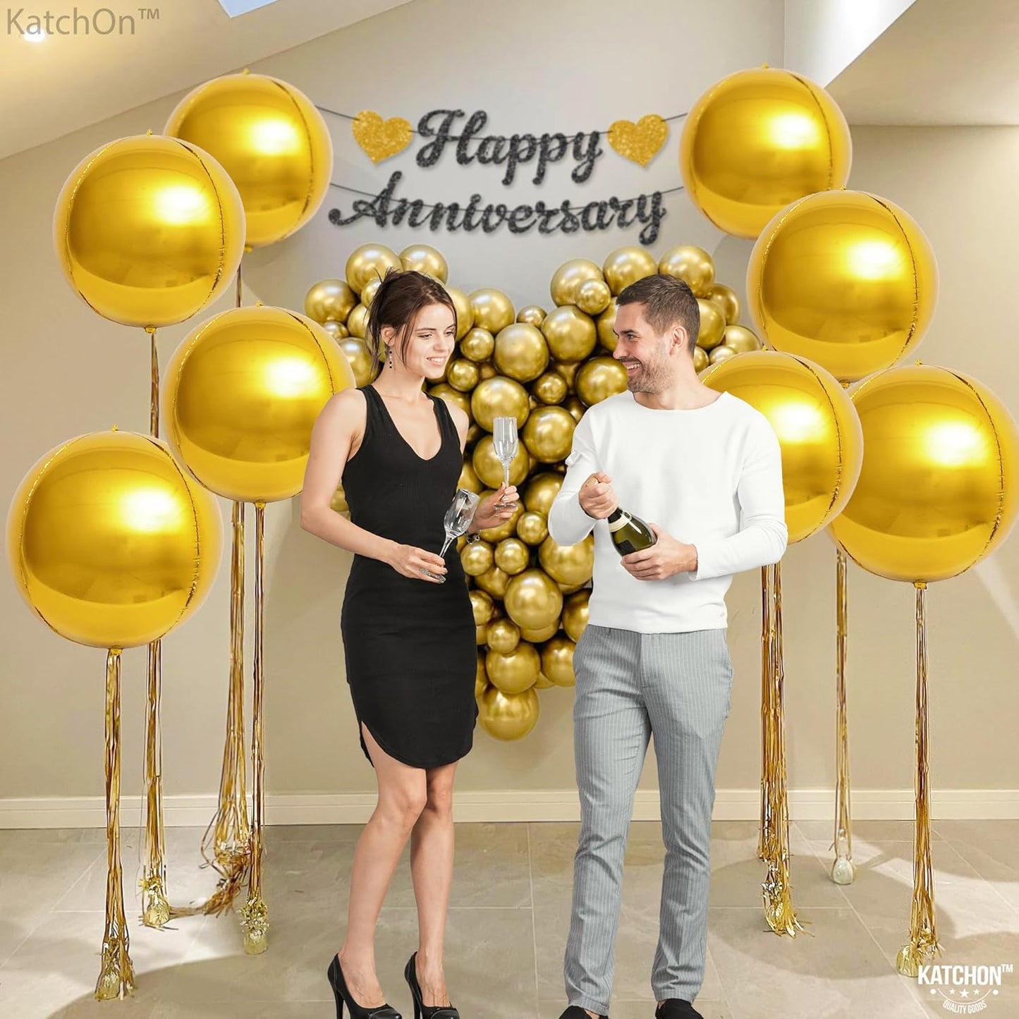 KatchOn, Large Gold Foil Balloons - Huge 22 Inch, Pack of 6 | Gold Mylar Balloons for Golden Party Decorations | Metallic Balloon for Disco Party, Thanksgiving Decorations | New Year Decorations 2026