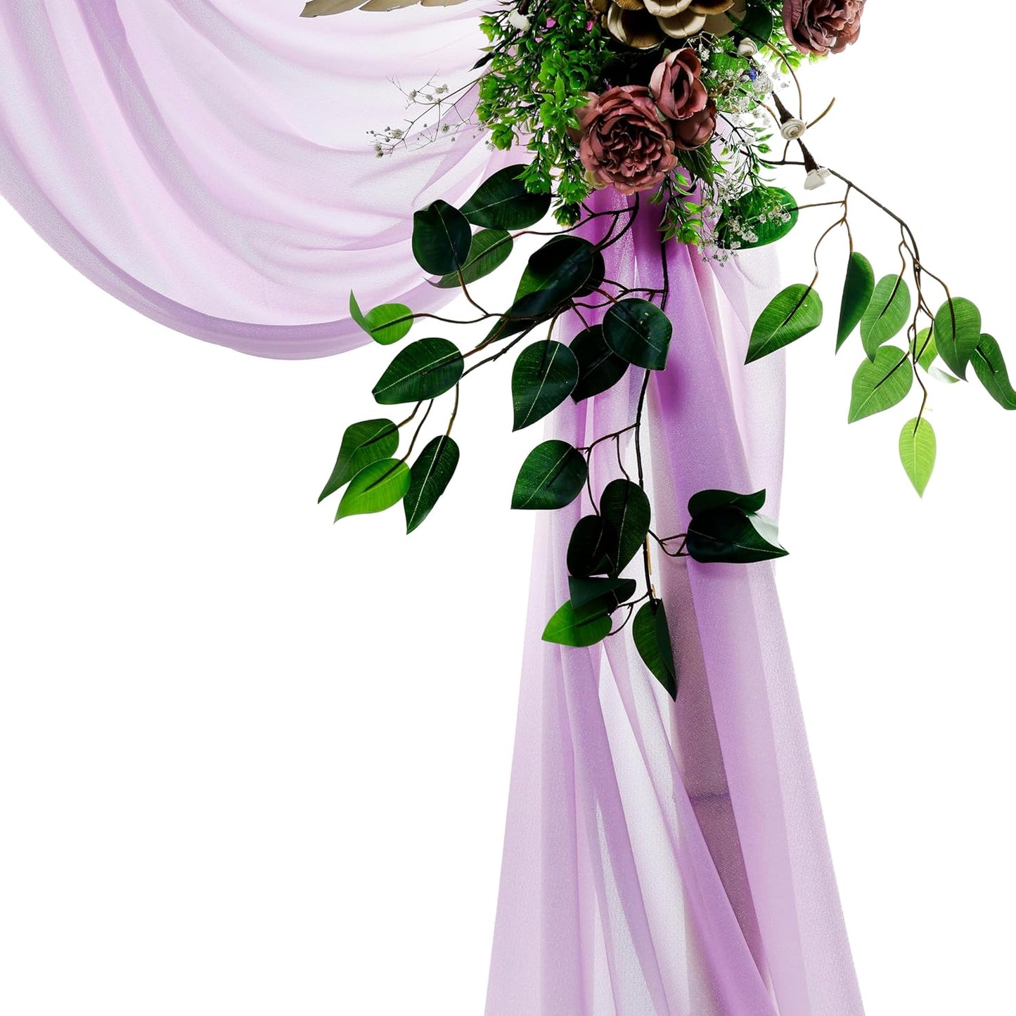 VDS Pack of 4 Panel (30 Inch X 20 Feet) Wedding Arch Draping Fabric Sheer Chiffon Fabric Drapery for Wedding Ceremony Reception Swag Backdrop Canopy Chuppah ARBO Altars Decoration (Orchid)