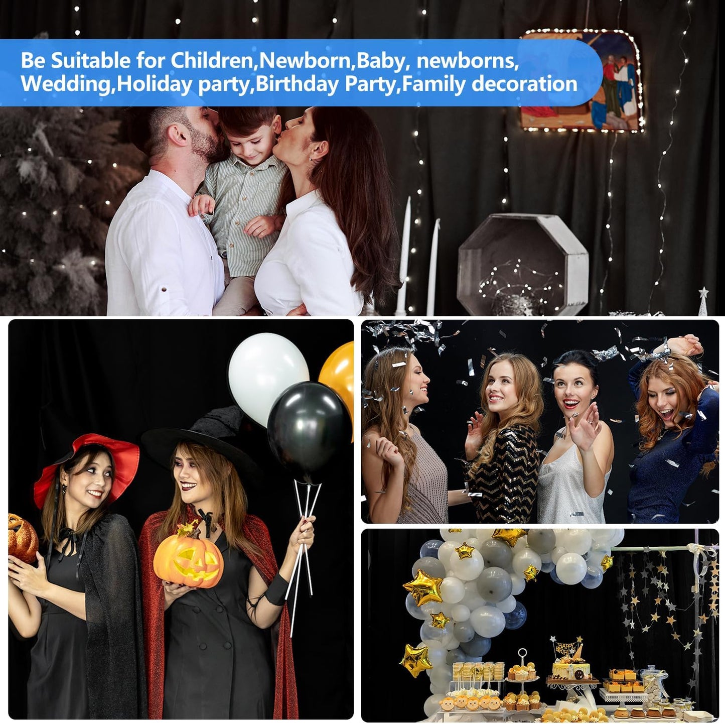 HEMMOTOP Black Backdrop Background,10x20 ft Black Screen for Photoshoot, Photo Backdrop Cloth for Party, Photography, Photo Video Studio and Television (Backdrop only)