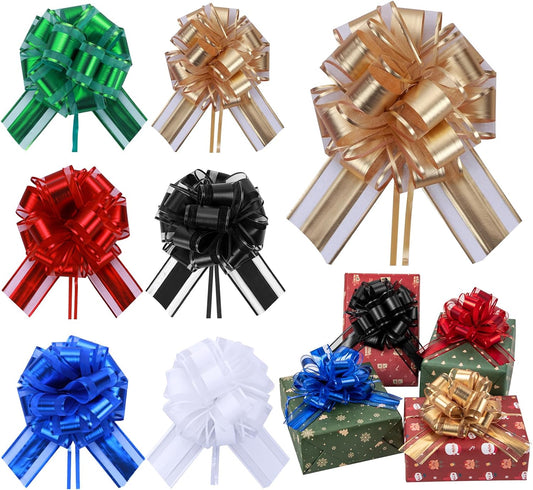 6 Pcs 6 Inch Golden Pull Bows, Perfect for Gift Wrapping, Weddings, Party Decorations, Crafts Easy-to-Use Pull Bows for Gifts and Events