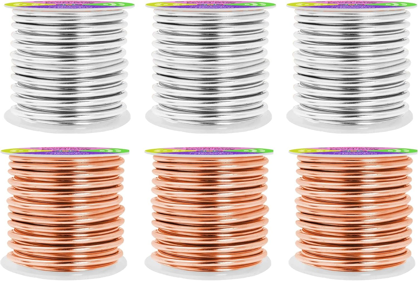 Mandala Crafts 8 Gauge Anodized Aluminum Craft Wire for Jewelry Making - 120 FT Colored Flexible Silver Copper Tone Wire - Bendable for Bonsai Armature Crafting Sculpting