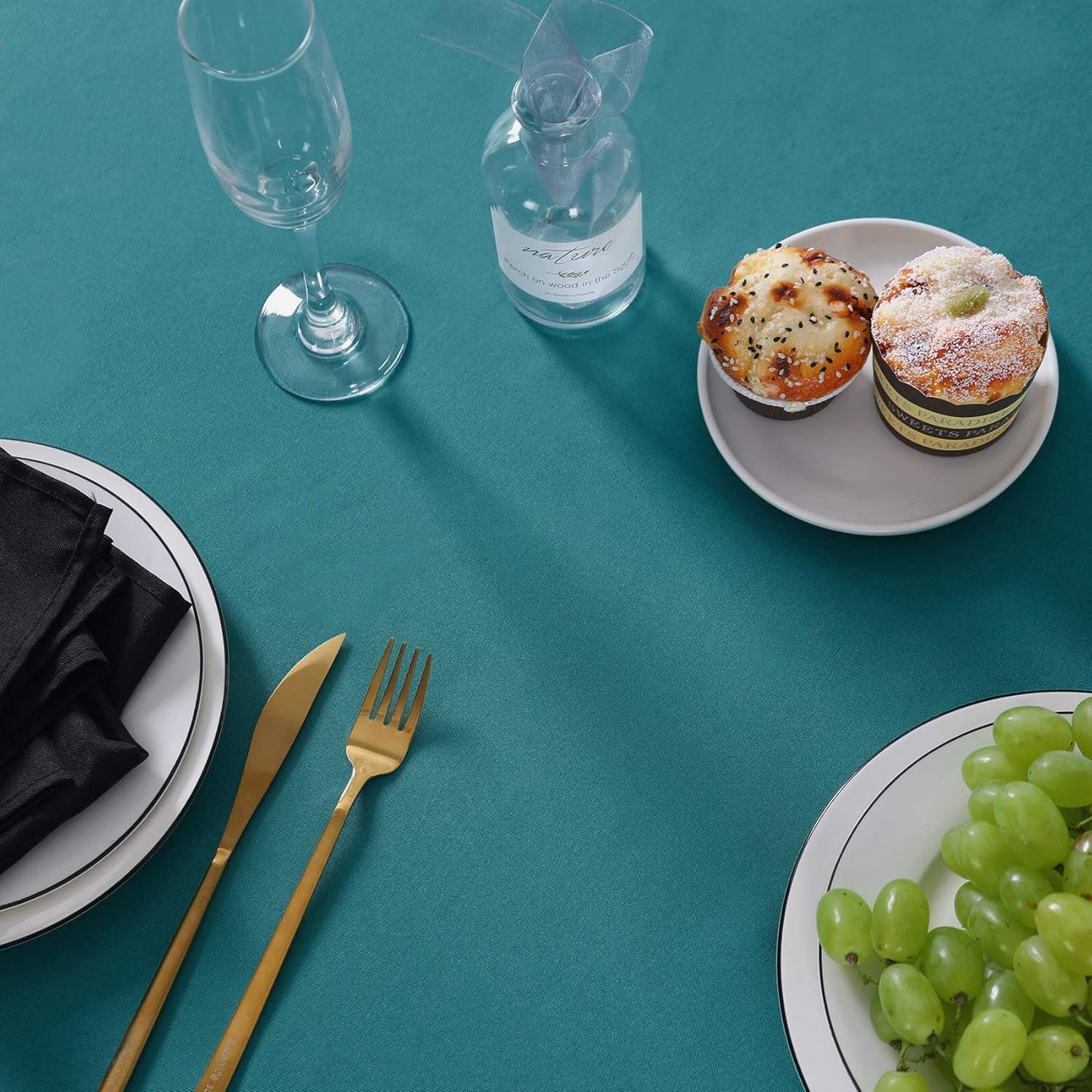 90 inch Round Tablecloth Washable Polyester Table Cloth Decorative Table Cover for Wedding Party Dining Banquet（90 inch,Teal）