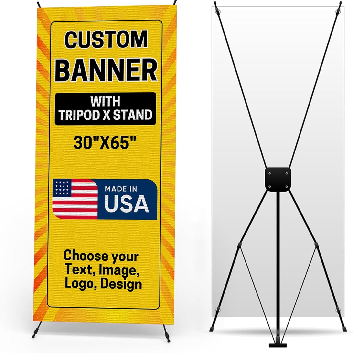 Custom Banner With X Stand By Dreamcontroller(30" X 65") | Personalized X Banner Stand For Advertising, Stores, Tradeshow, Restaurant, Event, Birthday & Party | Made In Usa | Fast Delivery | Hd Print