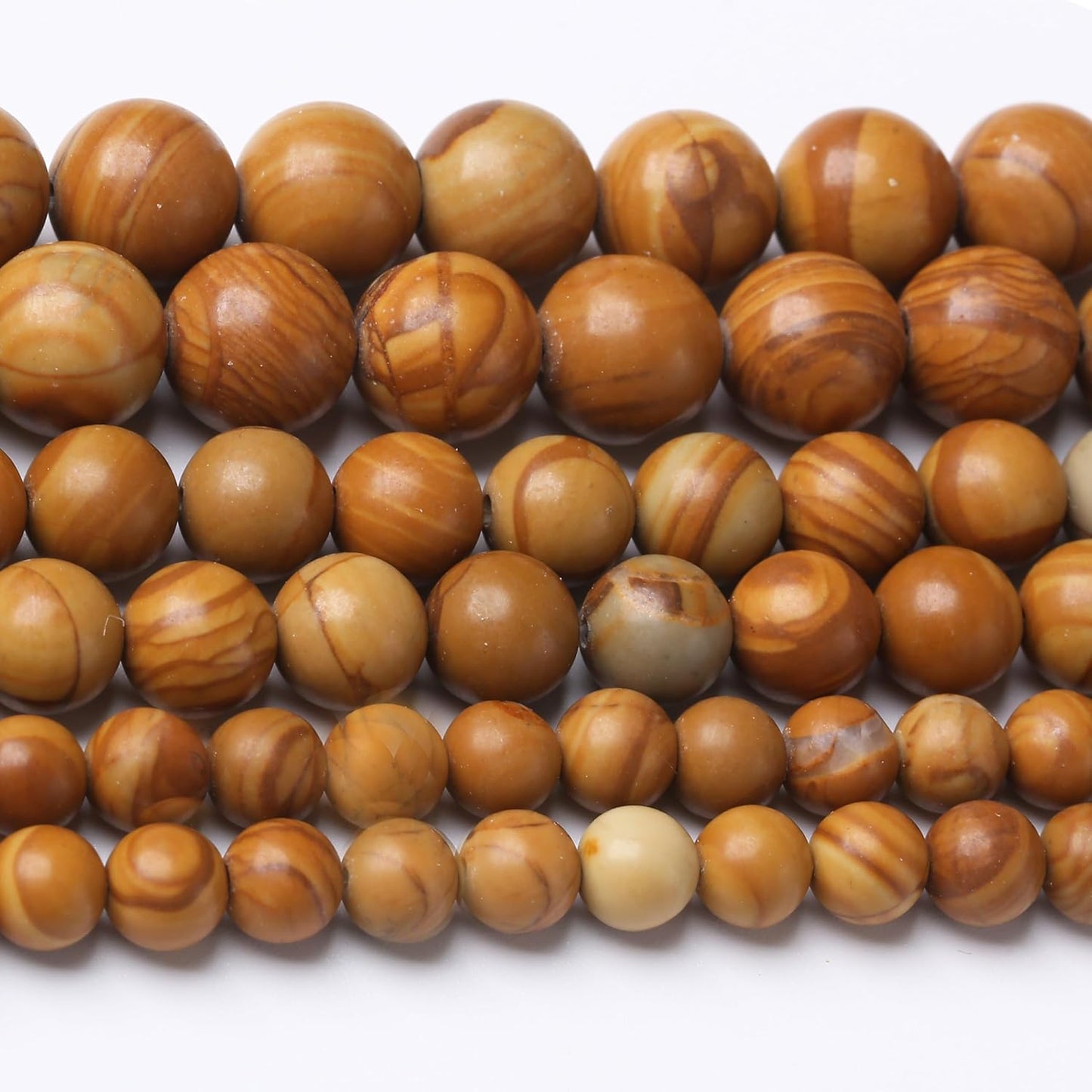 Yellow Woodgrain 8MM Stone Beads for Jewelry Making DIY Craft Gemstone Beads Kit, (45pcs) Smooth Healing Crystal Beads for Bracelets, Necklaces, Home Decor
