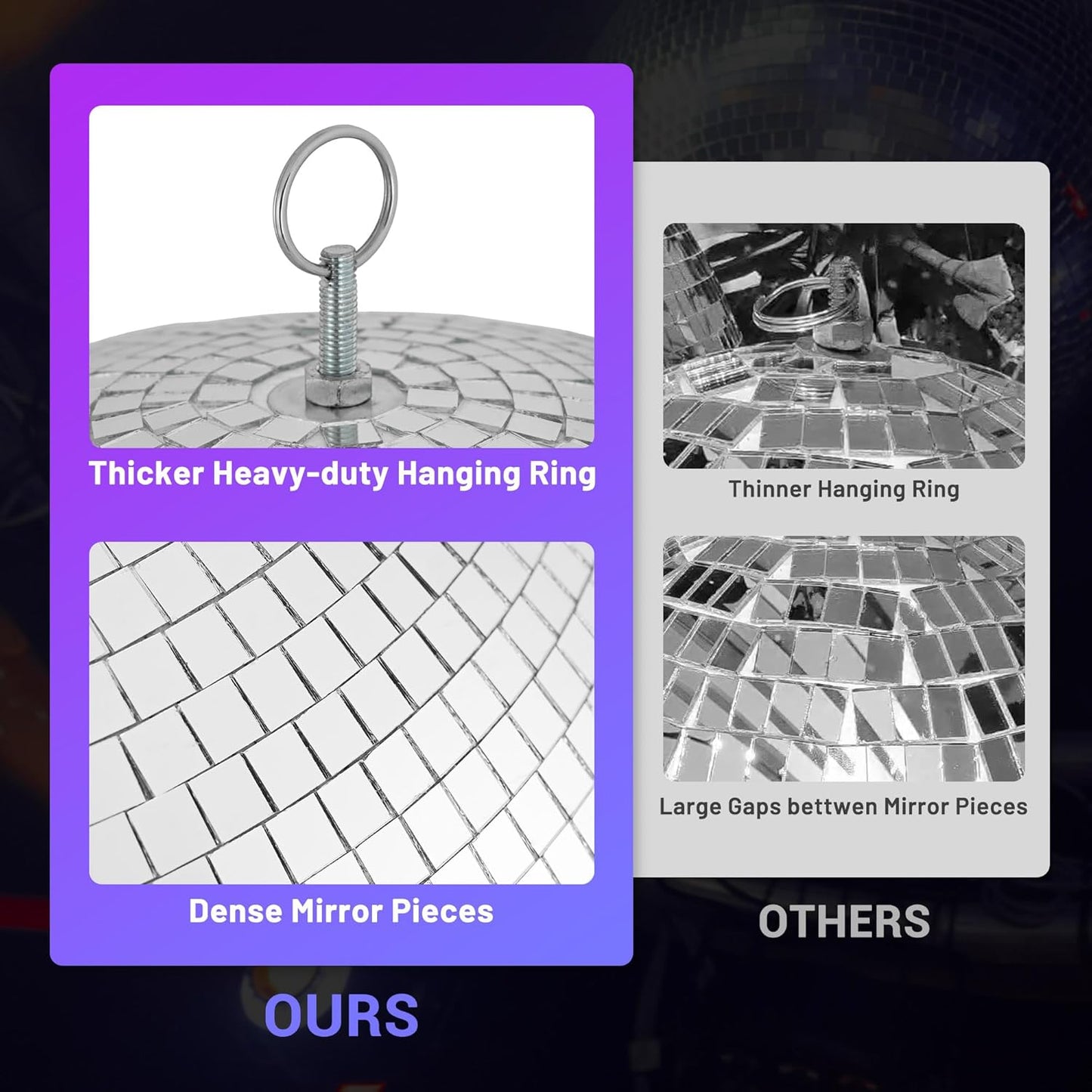 Yescom 24" Large Disco Ball Mirror Big Hanging Glass Decoration for 70s 80s Party Events Wedding DJ Dance Club Bar Stage Lighting Business Holiday Home Decor Silver