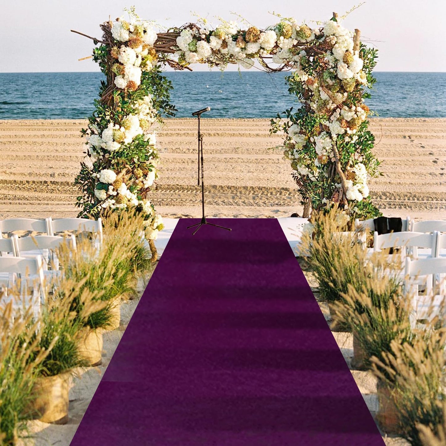 MODFUNS Aisle Runners for Weddings Purple Velvet Aisle Runner 4x25ft Party Carpet Runners Wedding Runner Rug with Carpet Tape Vintage Aisle Floor Runner Bridal Shower Banquet Ceremony Prom Carpet