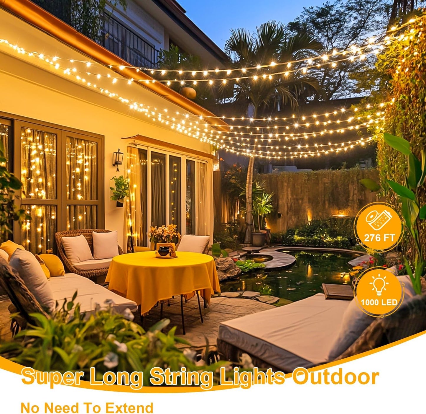 JMEXSUSS 1000 LED Christmas Outdoor String Lights Indoor with Remote 8 Modes Warm White Tree Lights Outdoor Plug in for Tree Room Yards Patio Wedding Outside Decorations