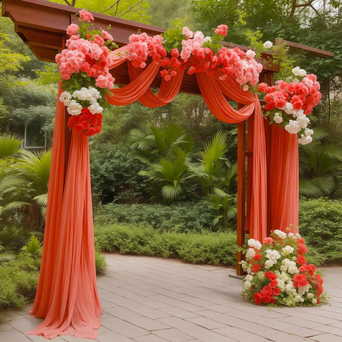 Arch Drapes for Wedding Arch Draping Fabric Terracotta Sheer Backdrop Curtain for Ceremony Bridal Party Decor 19Ft Length x 28" Width 4 Panels