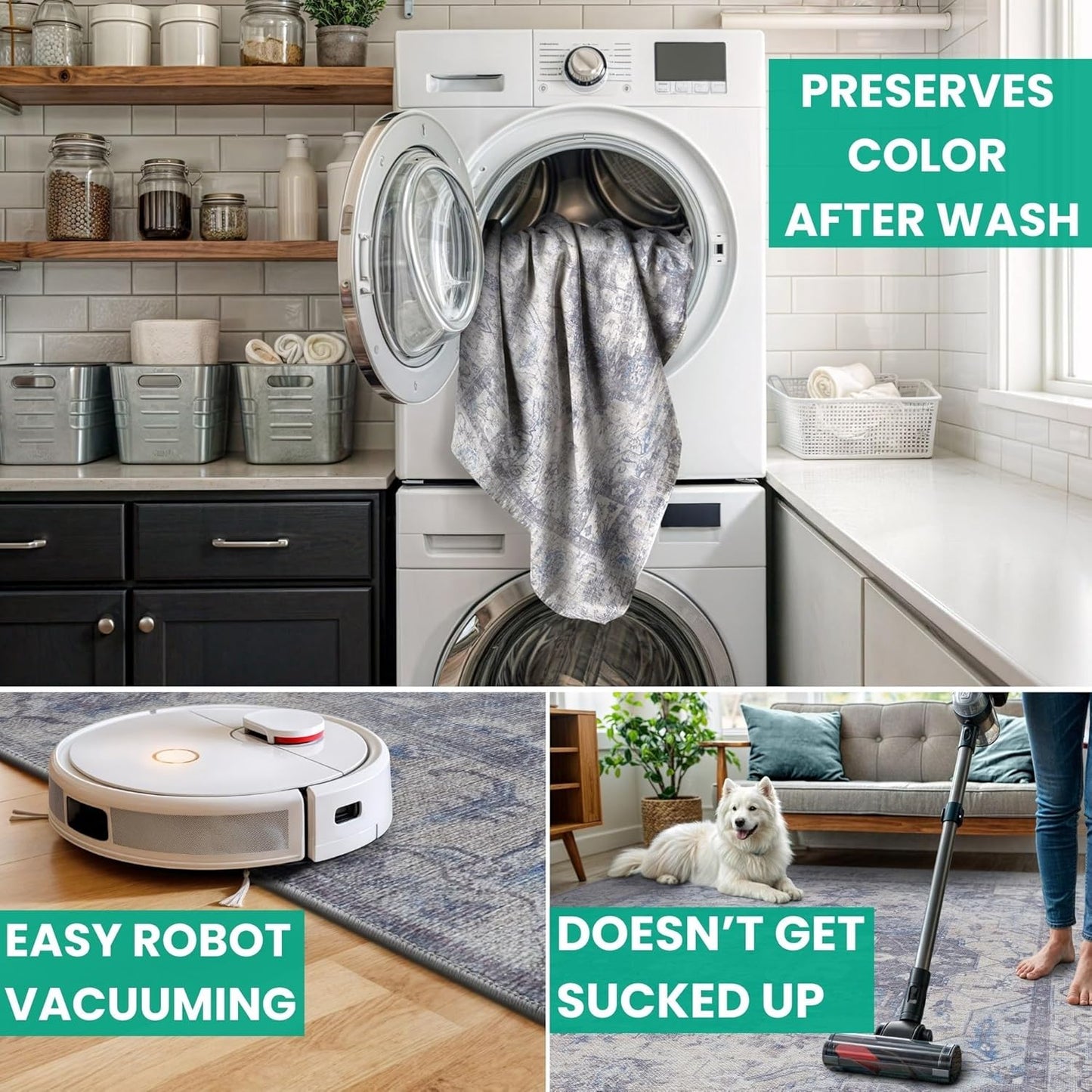 Bloom Rugs Washable Non-Slip 12 ft Runner - Blue/Sand Traditional Medallion Runner for Entryway, Hallway, Bathroom, and Kitchen - Exact Size: 2.5' x 12'